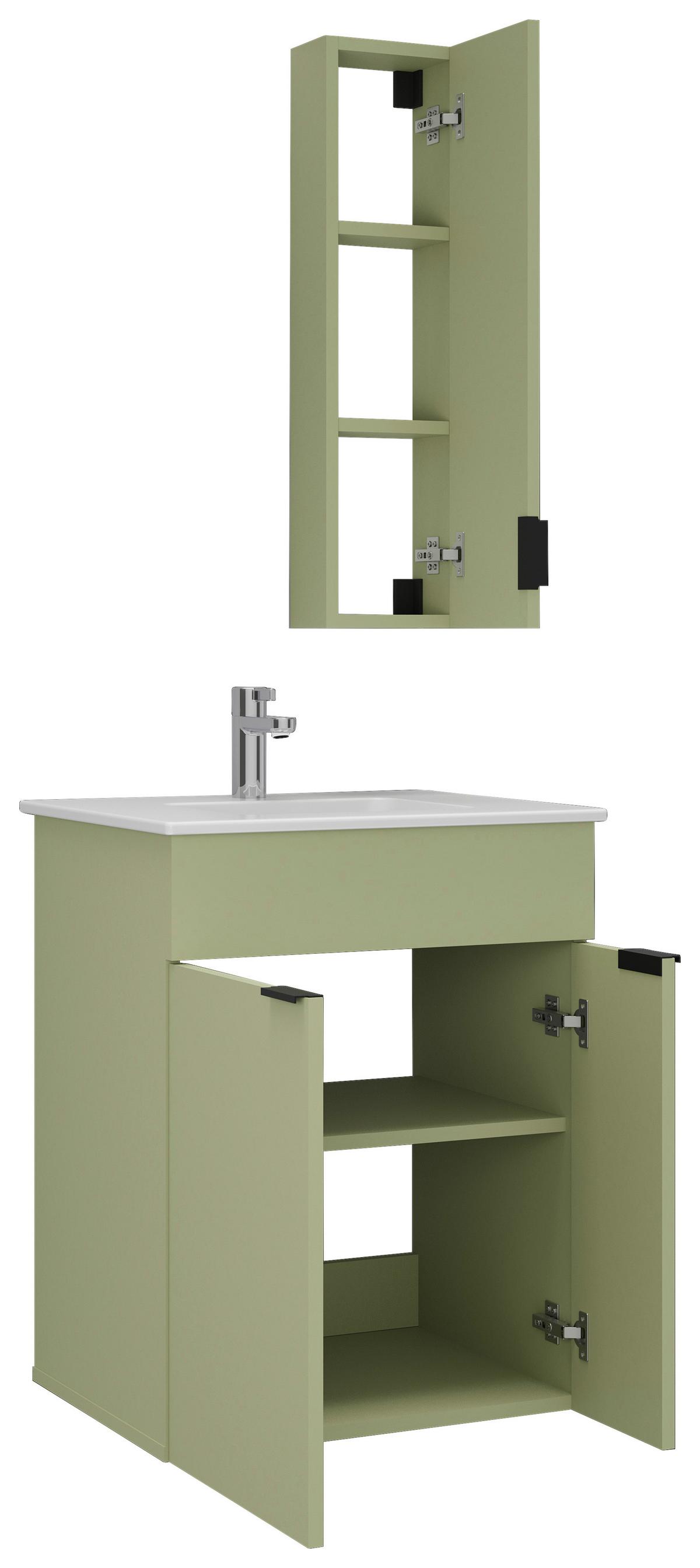 Waschtischkombi Napoli Grün - Schwarz/Weiß, MODERN, Keramik/Holzwerkstoff (60/78/45cm) - Mömax
