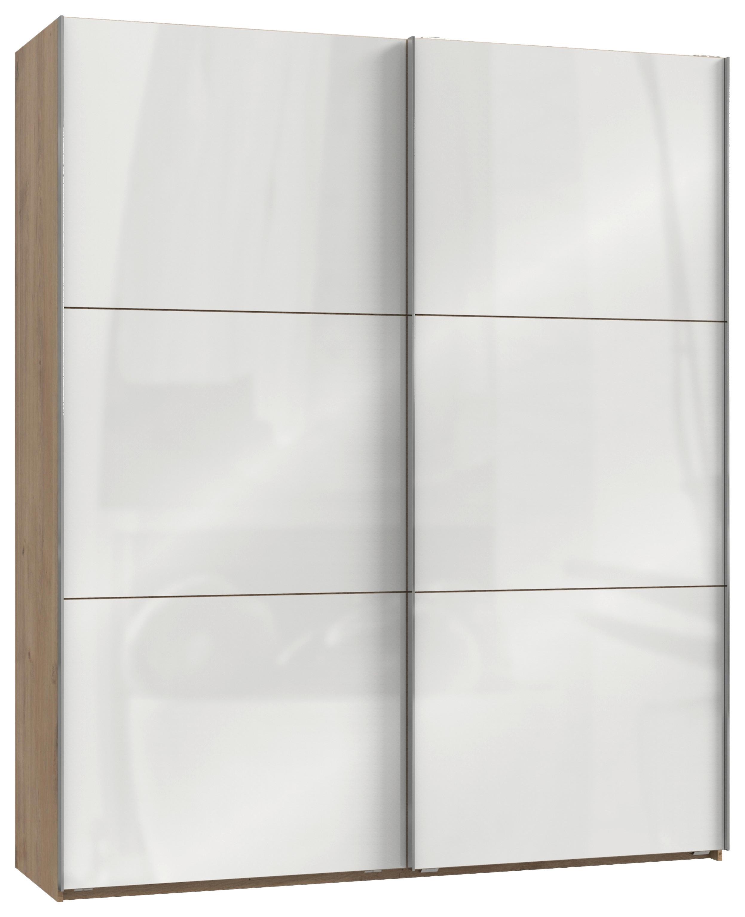 Ormar S Kliznim Vratima Level 36 D - boje hrasta/bijela visoki sjaj, Moderno, drvni materijal/metal (200/236/65cm) - Modern Living