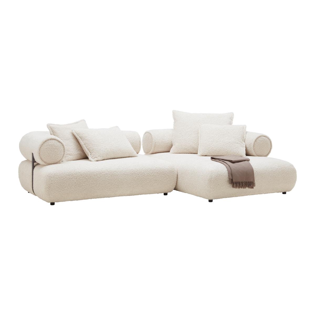 Wohnlandschaft Casimir in Weiss - Creme/Schwarz, LIFESTYLE, Kunststoff/Textil (310/180cm) - Premium Living