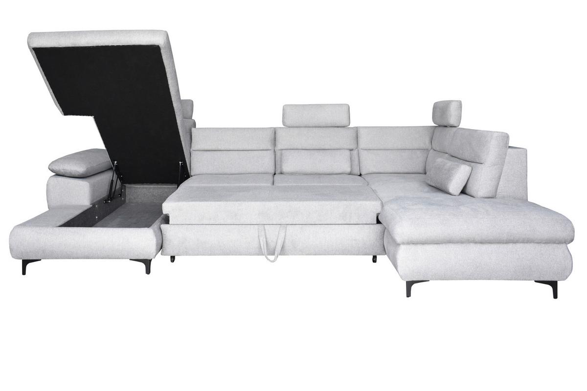 Ugaona Garnitura Panama - siva/crna, Moderno, drvo/metal (235/90-112/342cm) - Modern Living