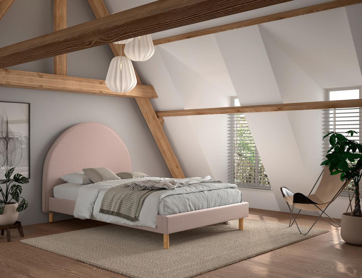 Kinder-/Juniorbett Moon ca. 140x200 cm Rosa - Naturfarben/Rosa, ROMANTIK / LANDHAUS, Holz/Textil (140/200cm) - MID.YOU
