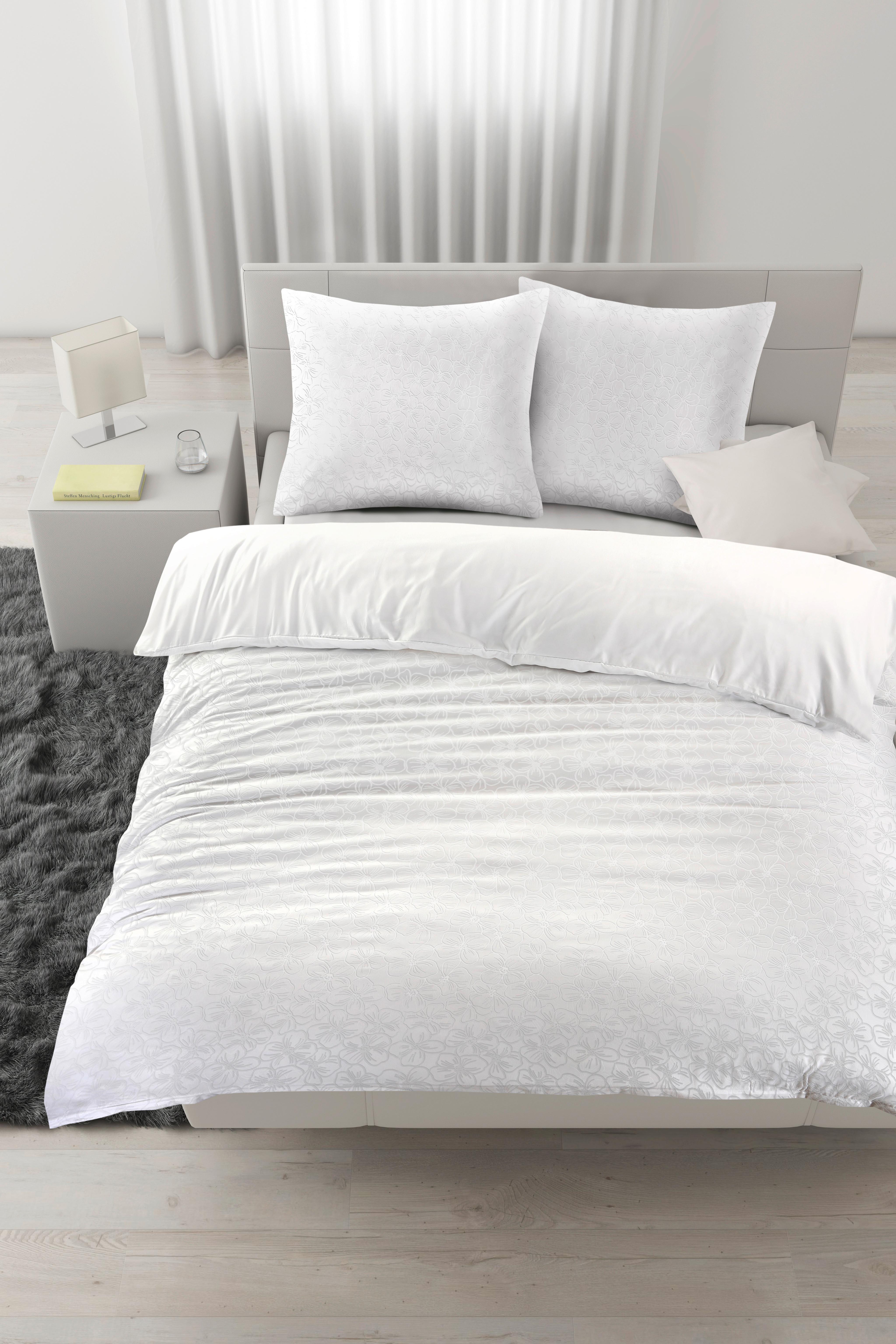 Lenjerie de pat Blume cca. 200x220/2x50x70 cm - alb, Konventionell, textil (200/220cm) - Mömax