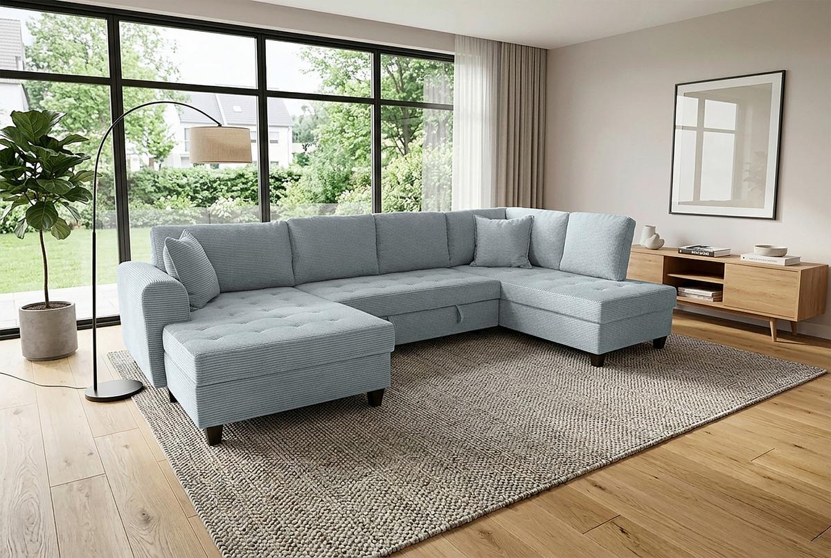 Kutna Garnitura Moritz - sivo-zelena, Trend, tekstil (155/324/178cm) - Modern Living