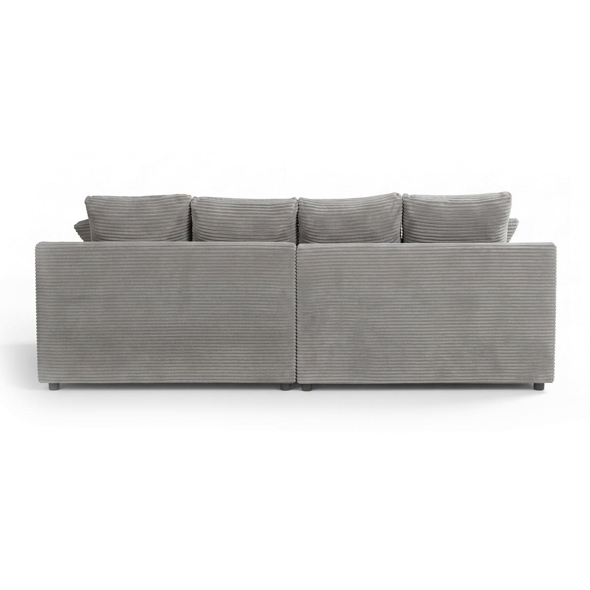 Big Sofa Loveseat Eleonora Hellgrau Cord - Hellgrau/Schwarz, MODERN, Holz/Kunststoff (250/97/168cm) - Bessagi Home