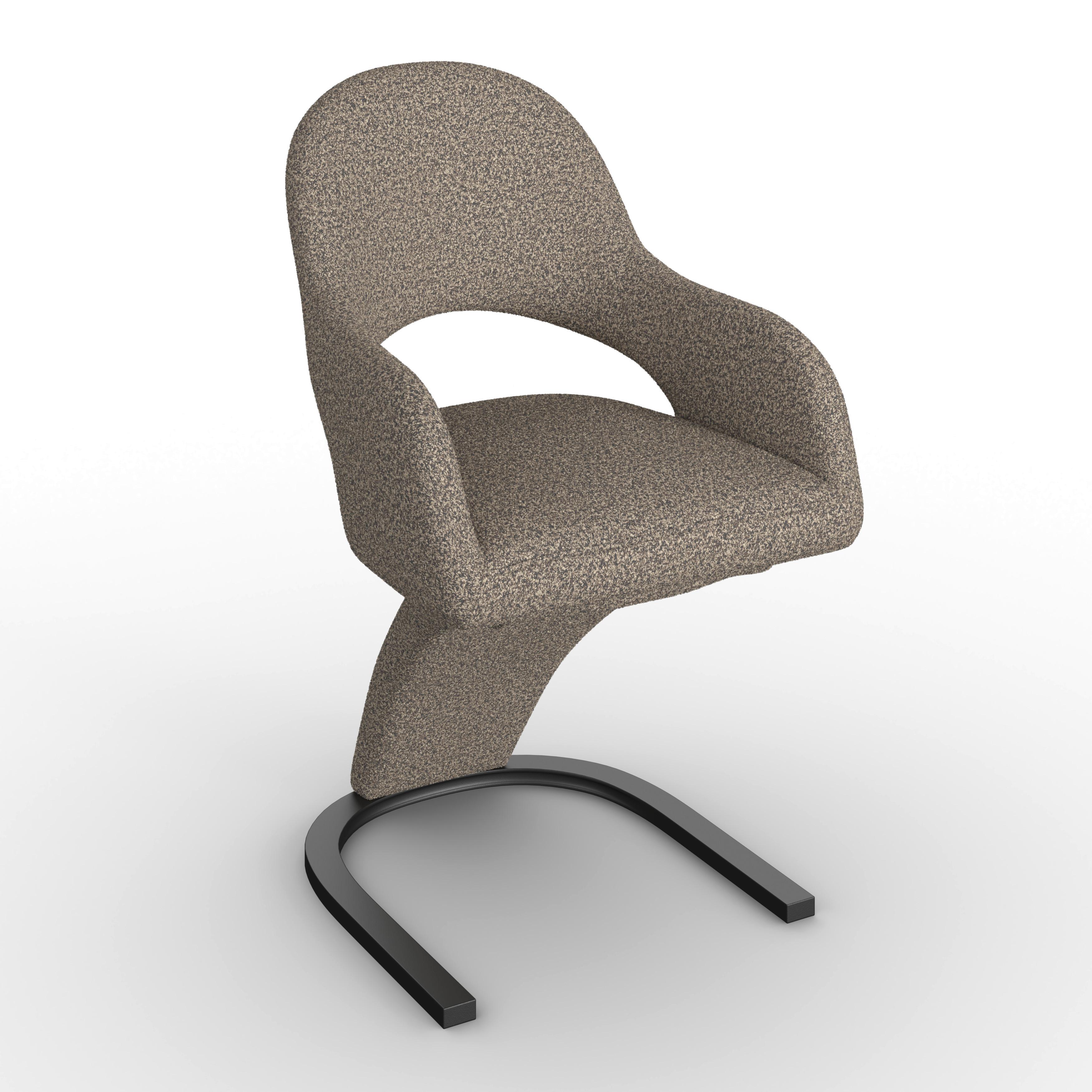 Armlehnstuhl Aria Schwarz/ Braun Bouclé Gepolstert - Schwarzbraun/Schwarz, MODERN, Holz/Textil (54cm) - Bessagi Home