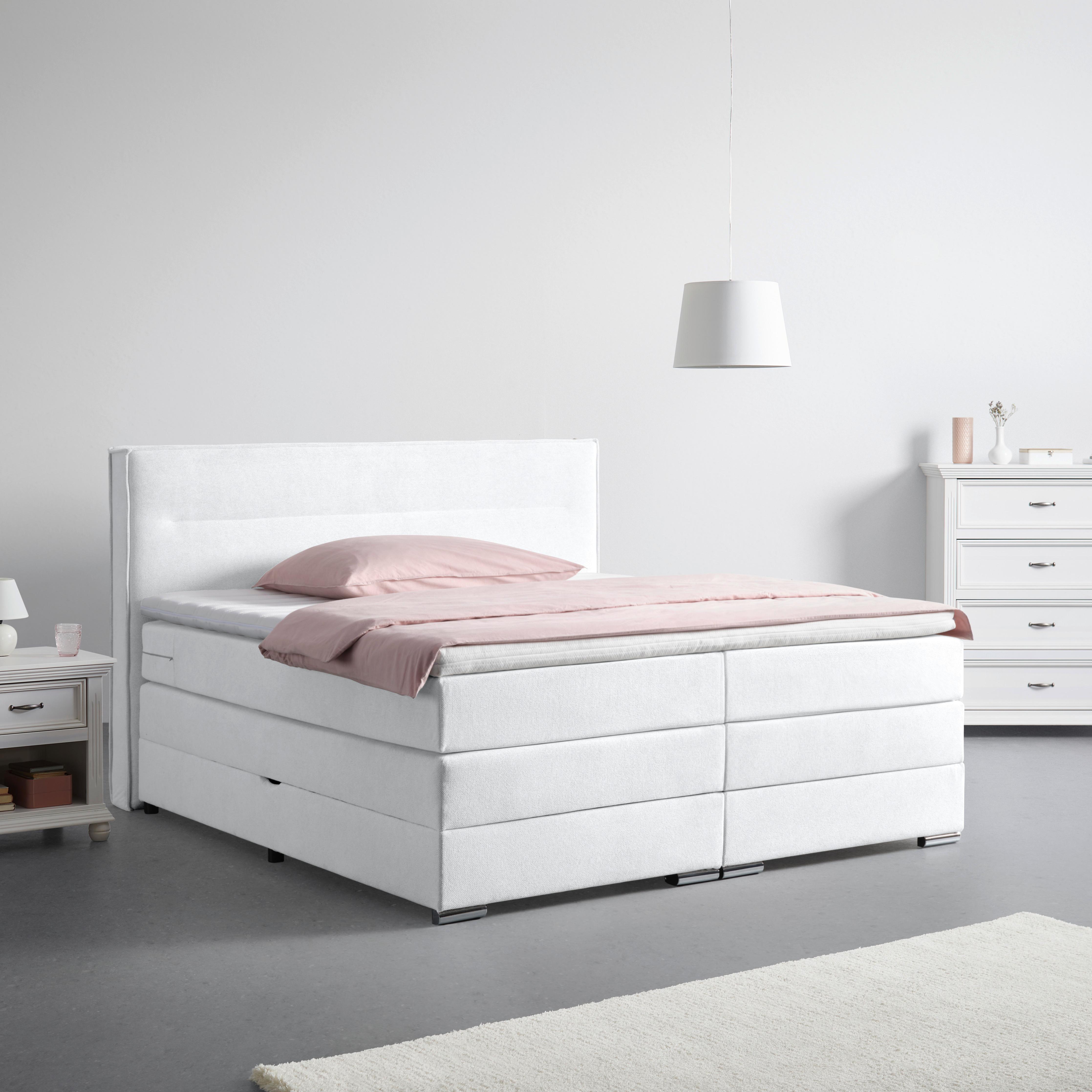 Boxspringbett Papilon Silberfarben ca. 160x200cm - Silberfarben/Zinkfarben, KONVENTIONELL, Holz/Holzwerkstoff (160/200cm) - Premium Living