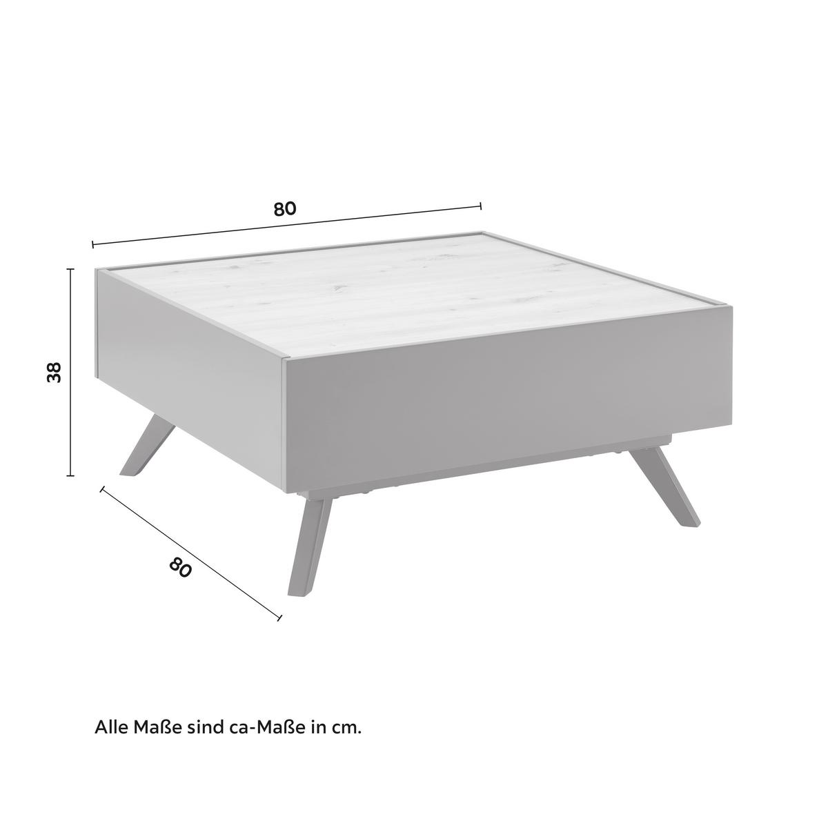 Couchtisch Fosco Grau/Eichefarben MDF - Eichefarben/Schwarz, Modern, Metall (80/80/38cm) - Bessagi Home