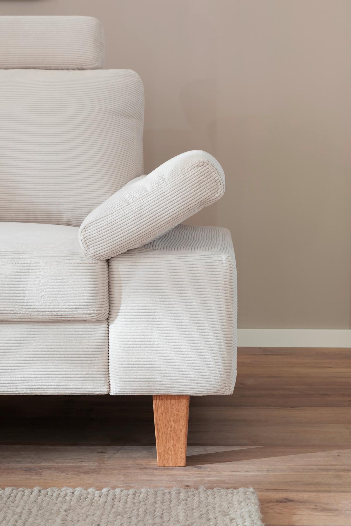 Wohnlandschaft Corvara 2.0 - Weiss/Eichefarben, Konventionell, Holz/Holzwerkstoff (220/86/286cm) - Premium Living