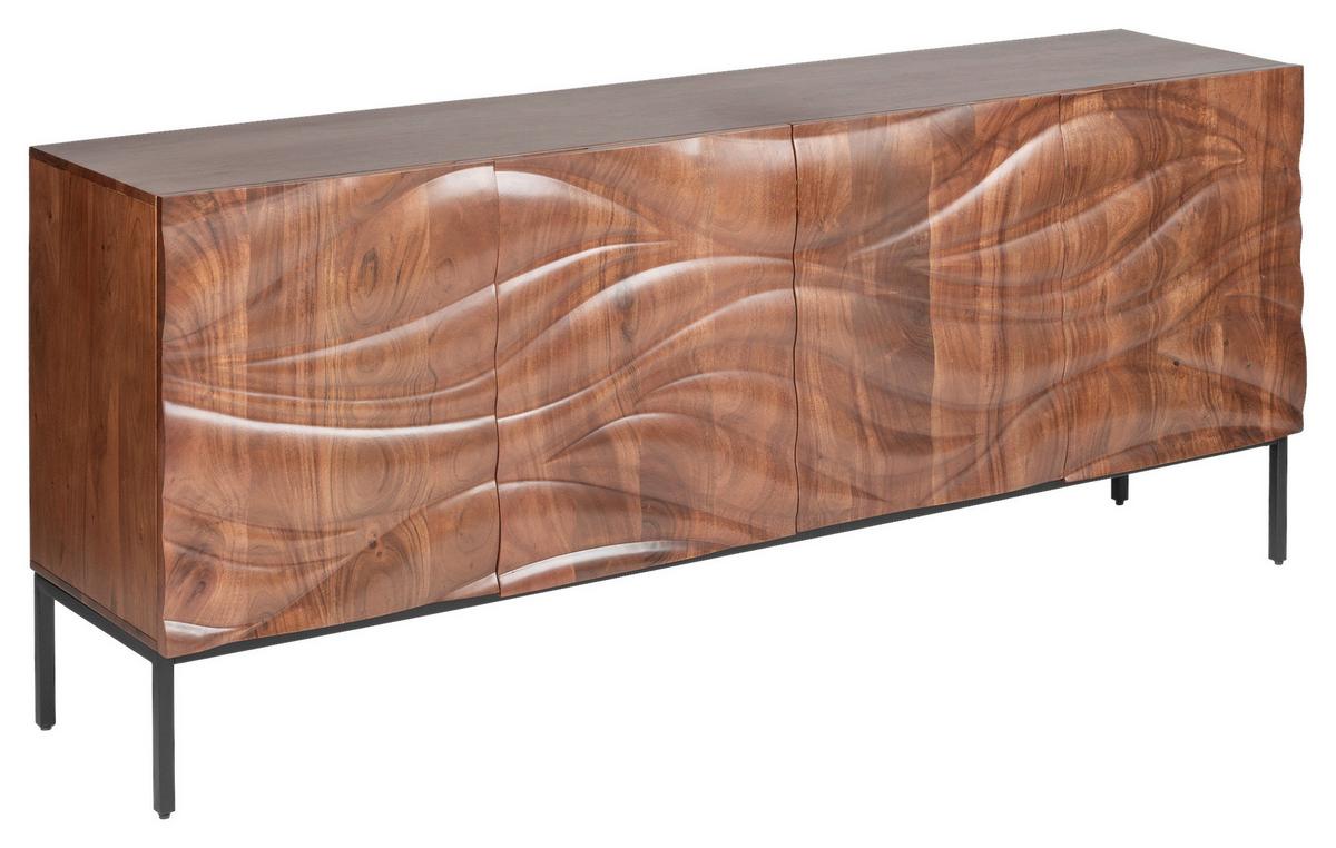 Sideboard Wave Walnussfarben - Walnussfarben/Schwarz, Trend, Holz/Metall (175/76/40cm) - P & B