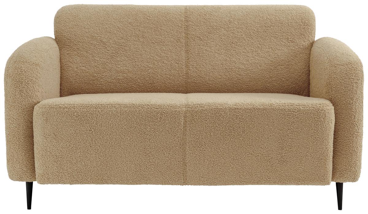 Sitzgarnitur Marone Creme Teddystoff - Creme/Schwarz, MODERN, Textil/Metall (180/76/90cm) - Livetastic