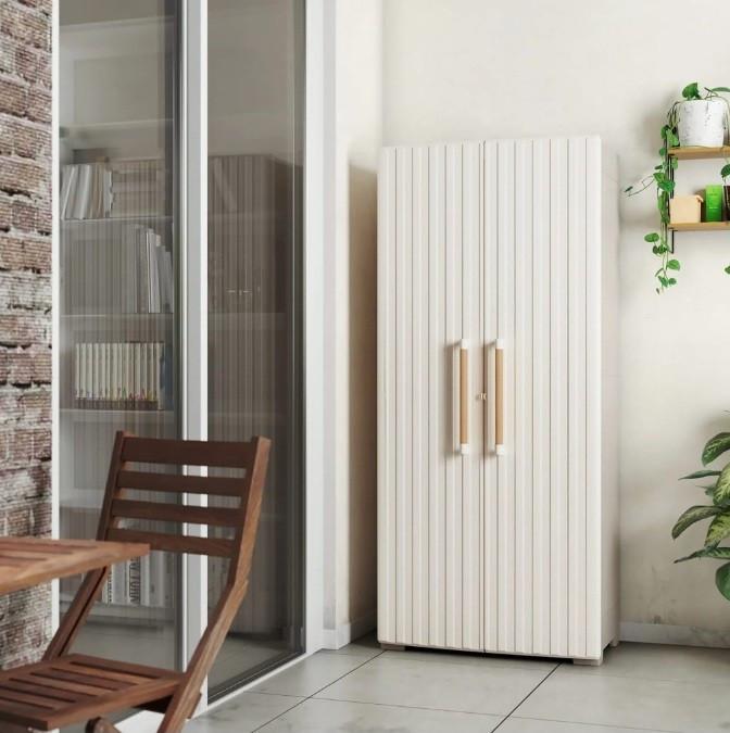 Tárolószekrény Keter Groove 255129 - bézs/homokszínű, műanyag (80/45/180cm) - Keter