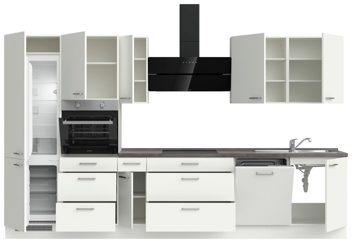 Küchenleerblock Touch High o. Geräte Weiß - Edelstahlfarben/Weiß, MODERN, Holzwerkstoff/Metall (360cm) - Nobilia