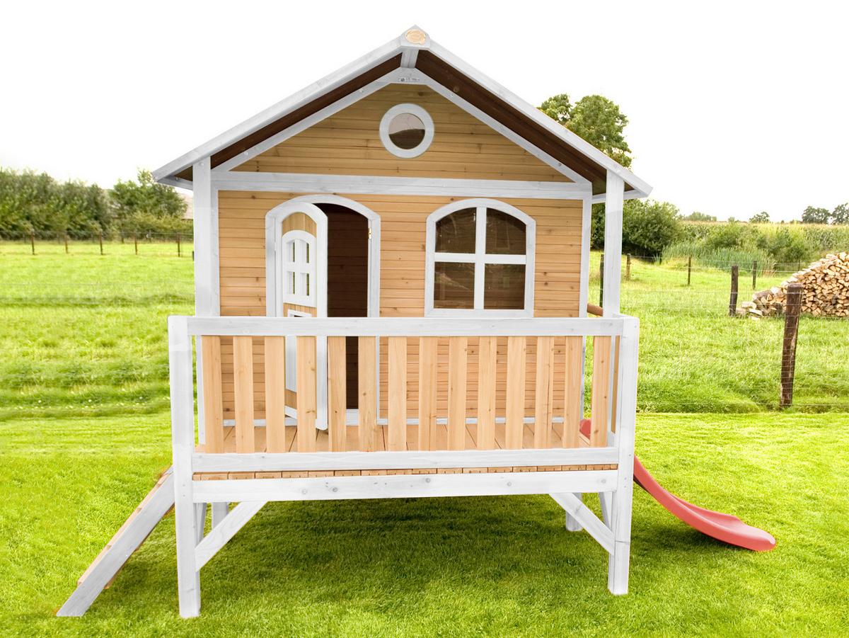 SPIELHAUS A030.040.21 - Hellrot/Rot, KONVENTIONELL, Holz/Kunststoff (349/233/212cm) - Ambia Garden