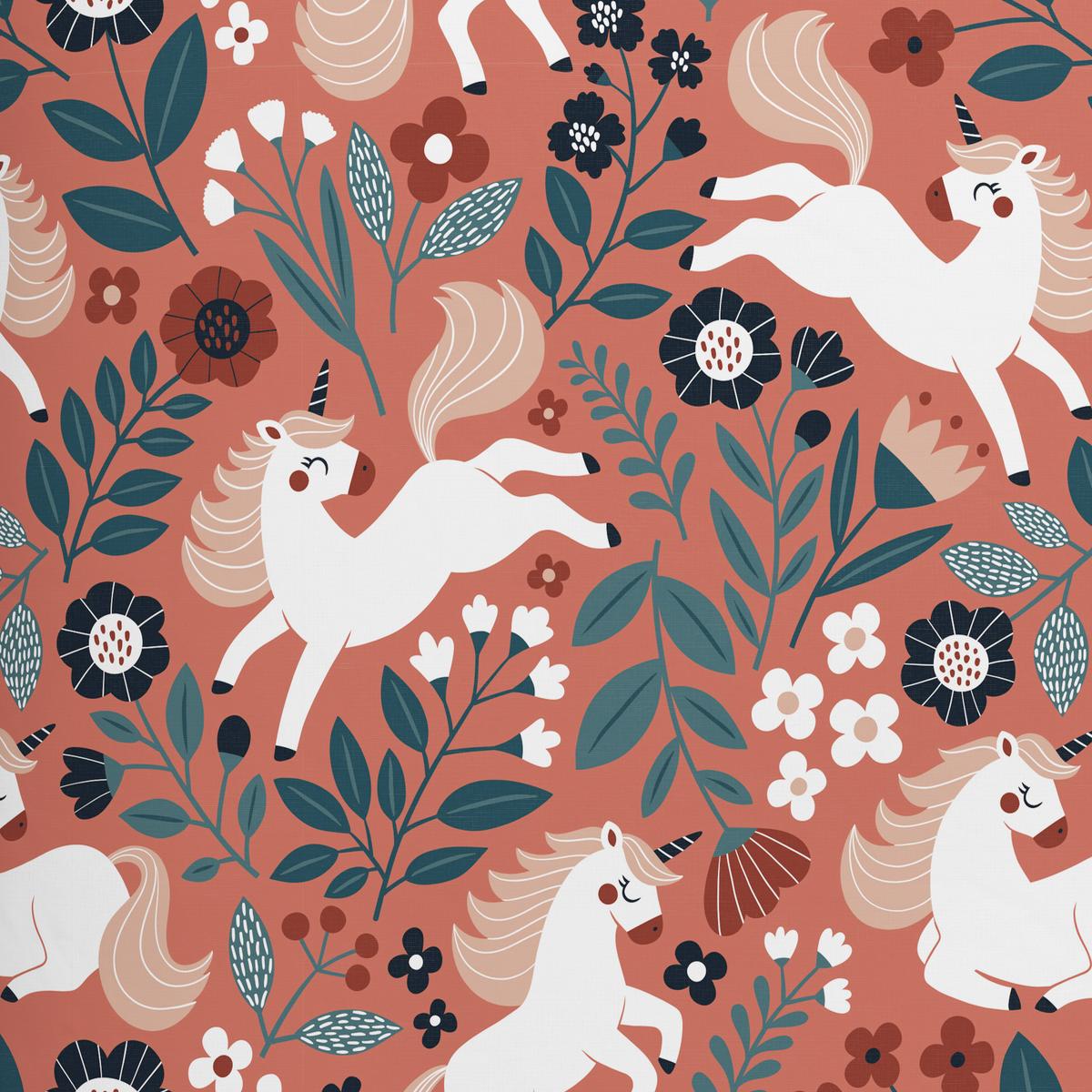 Jugendbettwäsche Einhorn ca. 160x210cm - Dunkelrosa, Modern, Textil (160/210cm) - Modern Living