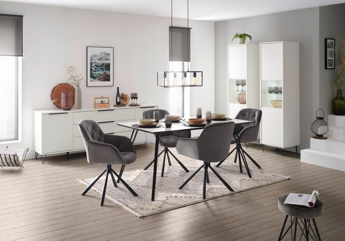 Sideboard in Weiss - Weiss/Schwarz, Modern, Holzwerkstoff/Metall (216/82/45cm) - Mömax