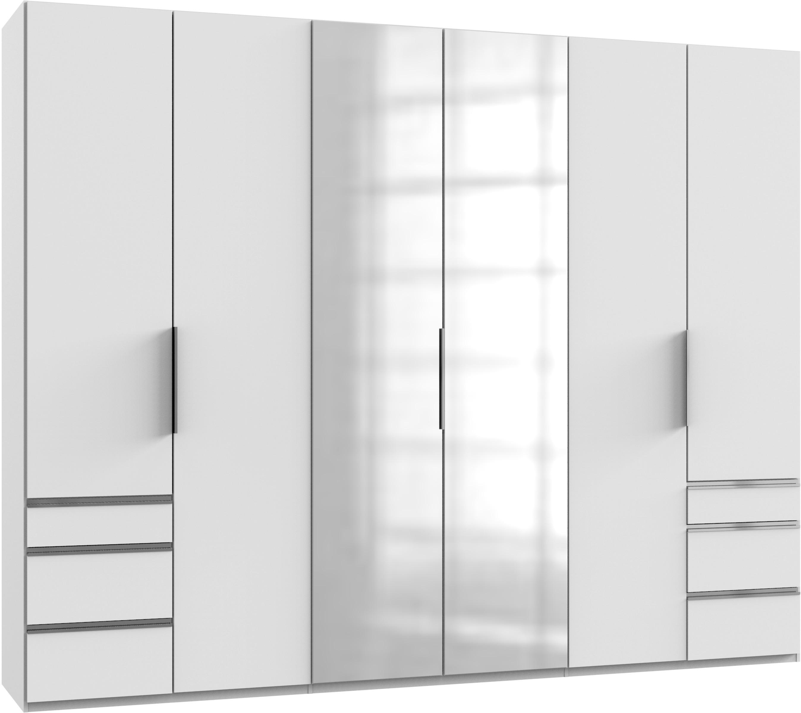 Drehtürenschrank Level 36A mit Spiegel ca. 300 cm Weiß - Chromfarben/Weiß, MODERN, Holzwerkstoff (300/236/58cm) - MID.YOU