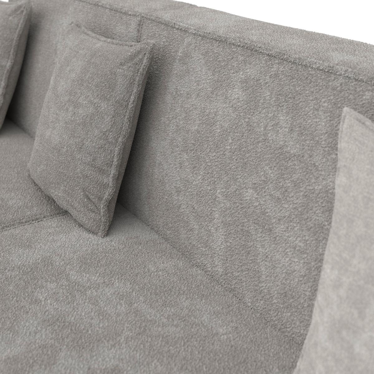 Wohnlandschaft Milo Bouclé Hellgrau - Hellgrau/Schwarz, MODERN, Holz/Holzwerkstoff (310/83/148cm) - Bessagi Home