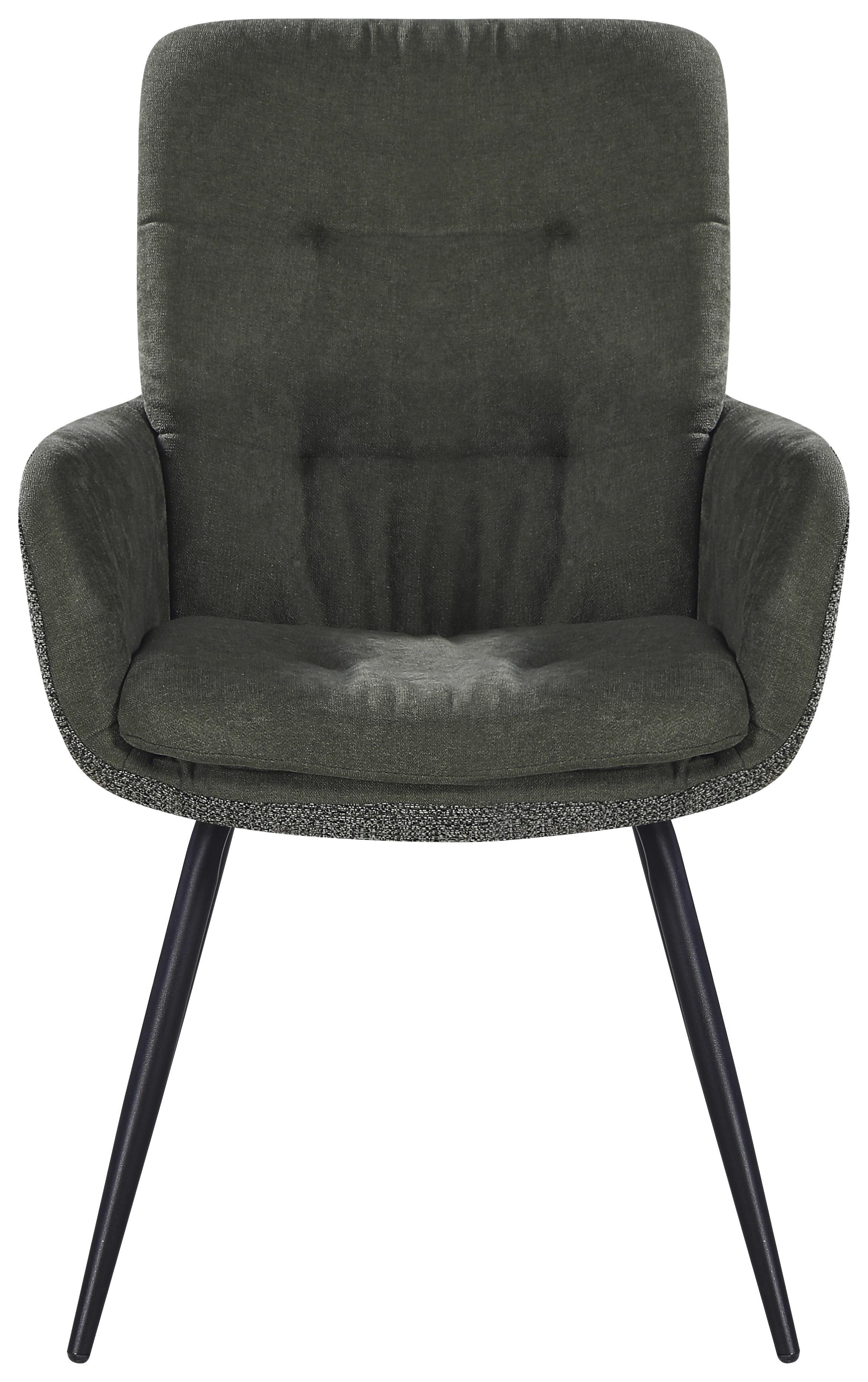 STOEL MET ARMELEUNINGEN NOVA - Groen/Zwart, Modern, Textiel/Metaal (61/89/67cm) - Mömax