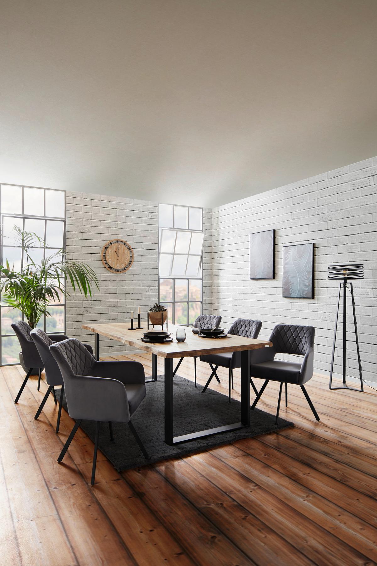 Masă WOOD 220 - culoare natur/negru, Konventionell, lemn/metal (220/75/100cm) - James Wood