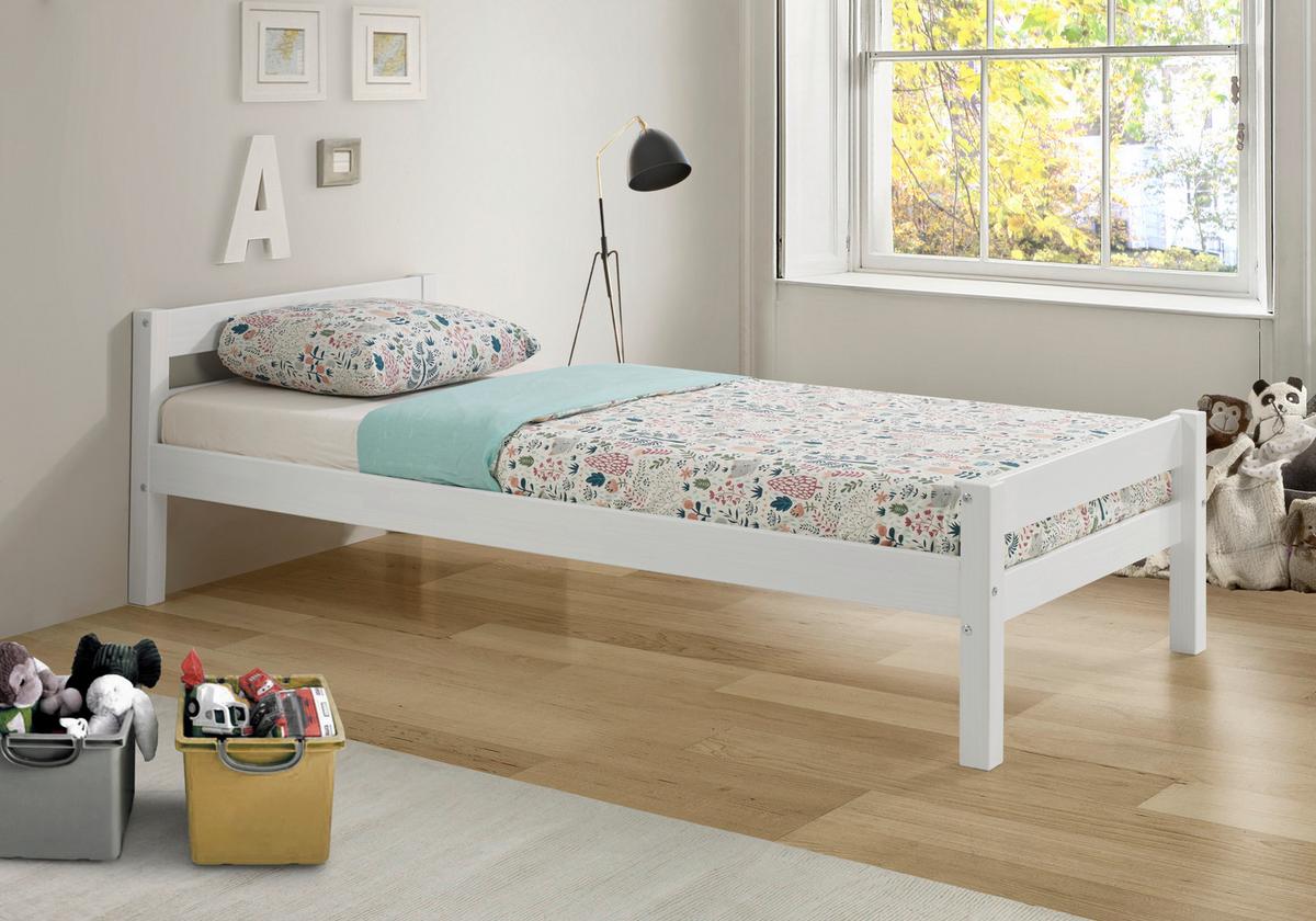 Postelja Bloom Ii, Bela, 90x200 - bela/naravne barve, Trendi, les (90/200cm) - MID.YOU