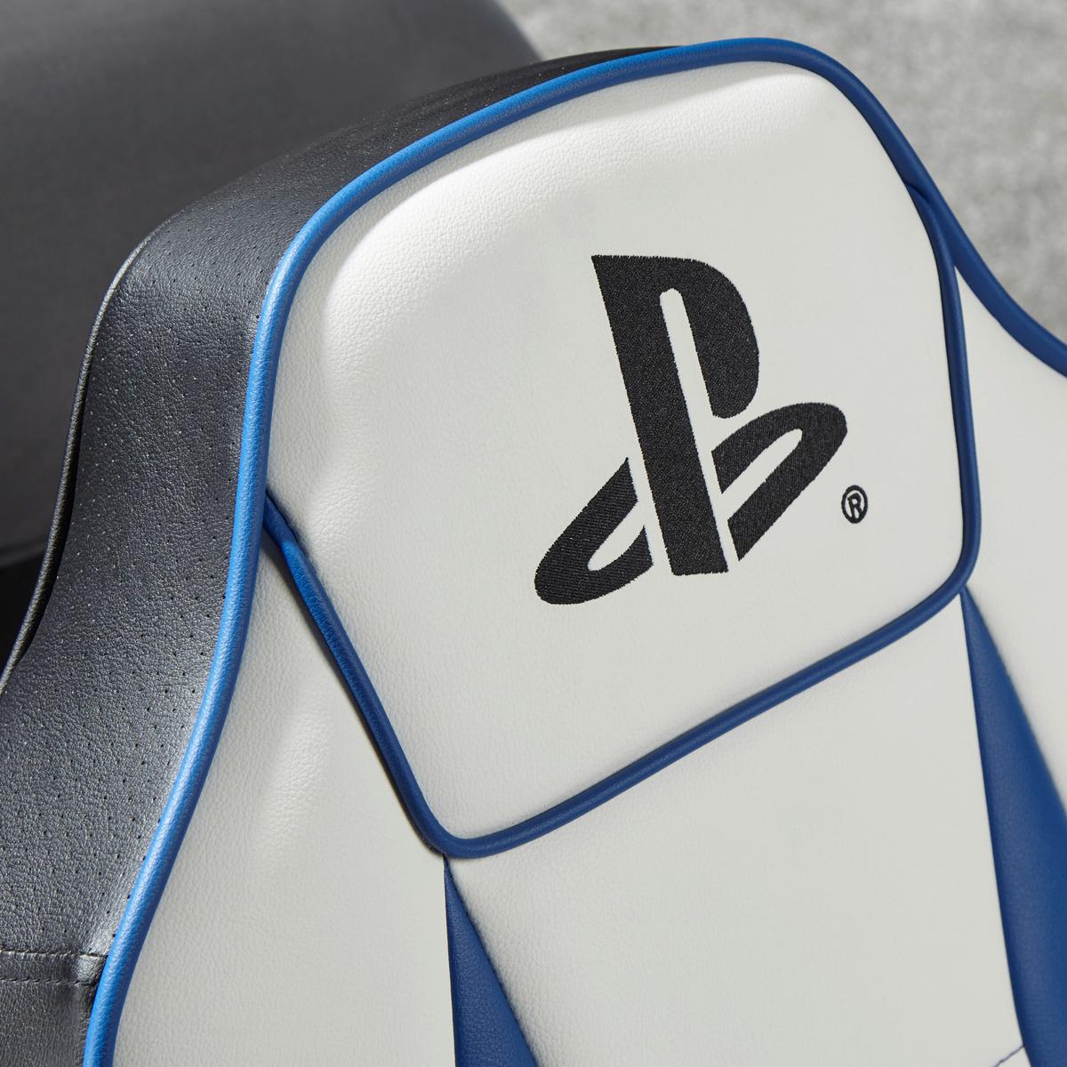 Gamingsessel Playstation ca. 42x68x74cm Weiß/Blau/Schwarz - Blau/Schwarz, MODERN, Leder/Holzwerkstoff (42/68/74cm) - X Rocker