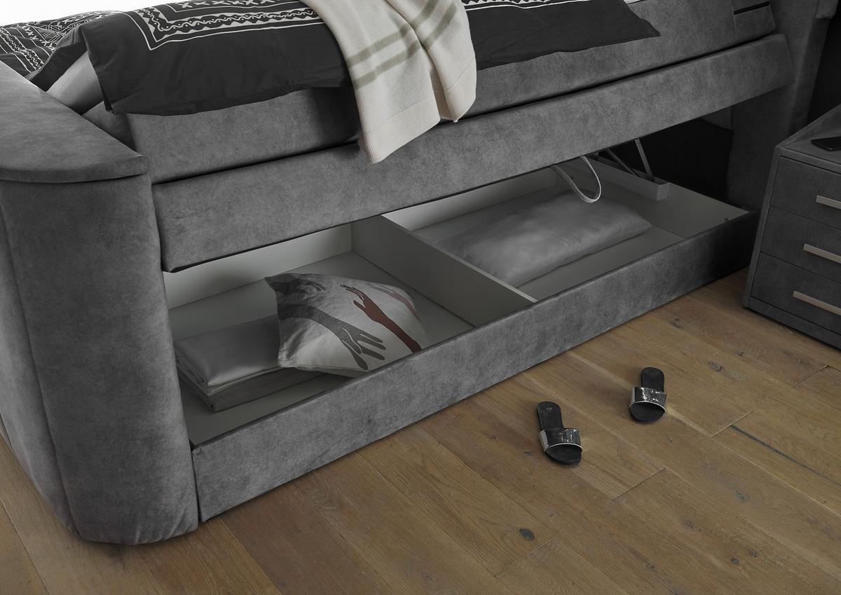 Boxspringbett Dallas m. LED ca. 180x200 cm Grau - Grau, MODERN, Holzwerkstoff/Kunststoff (180/200cm) - MID.YOU
