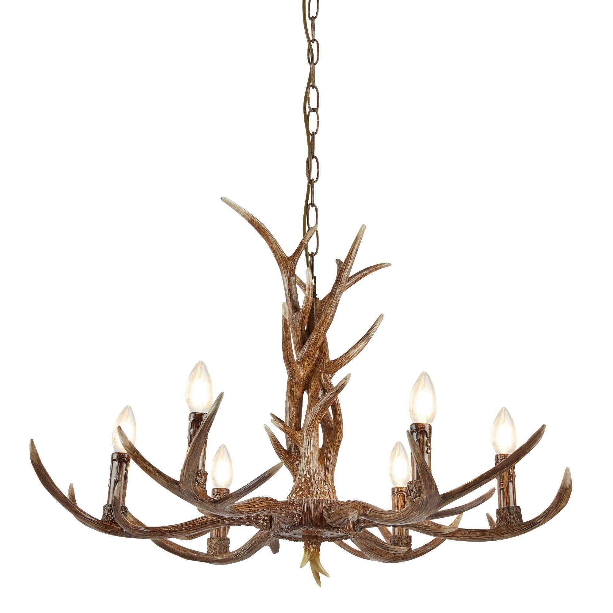 Csillár 6416-6br Stag - barna, Trend, műanyag/fém (80/120cm) - Searchlight