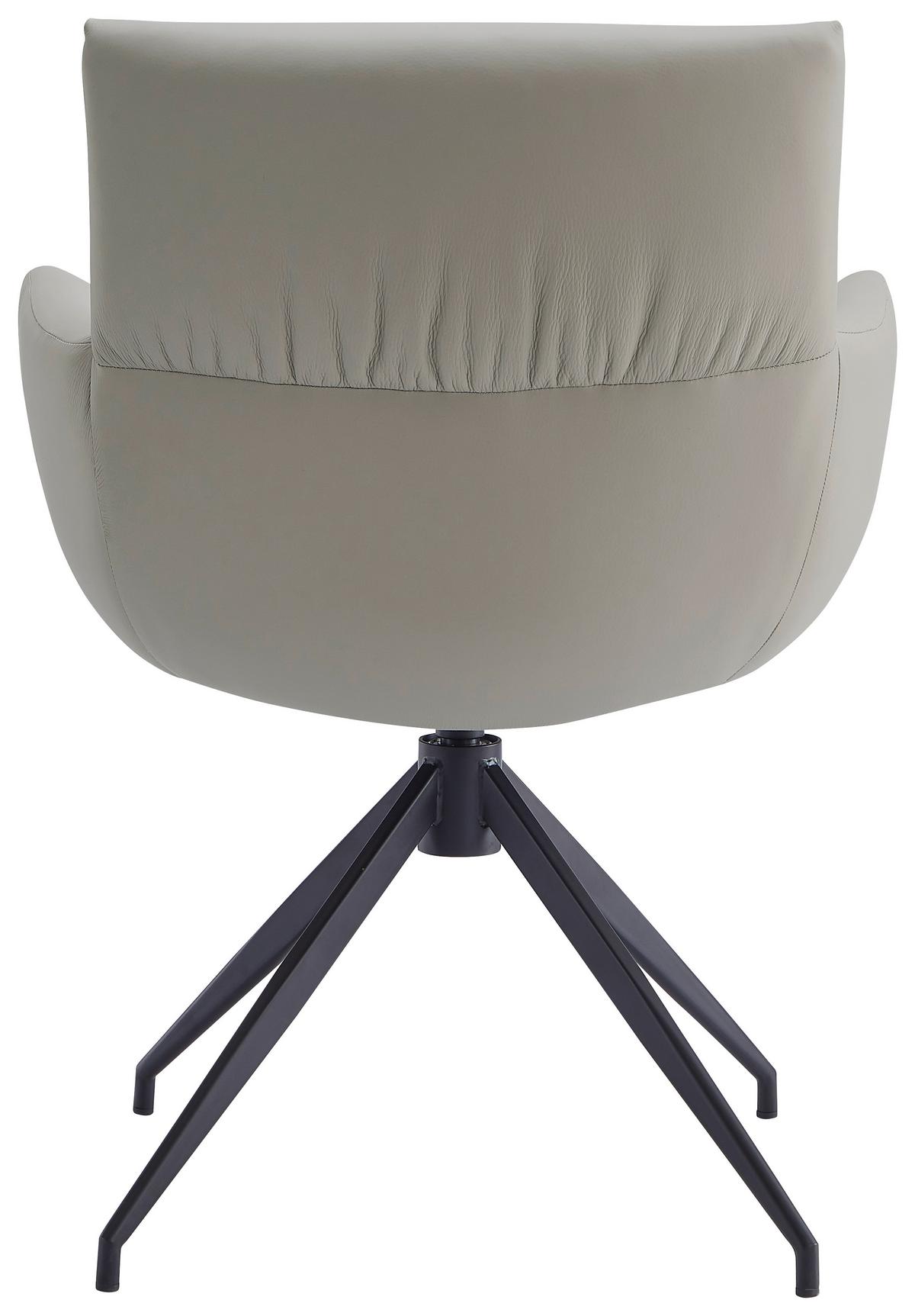 KRZESŁO Z PODŁOKIETNIKAMI PARIS -EXKLUSIV- - czarny/cappuccino, Design, skóra/metal (64/86/63cm) - Dieter Knoll