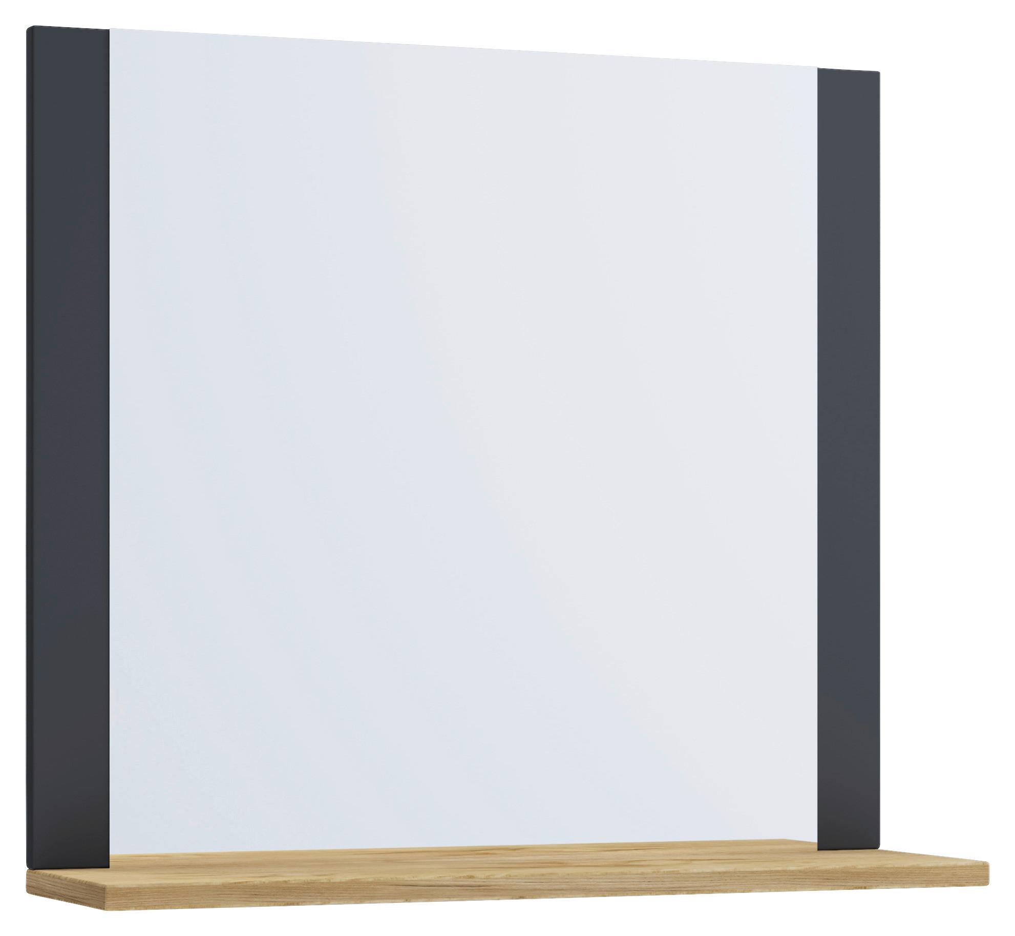 Stensko Ogledalo Lendas, Siva, Hrast - barve hrasta/antracit, Moderno, leseni material (60/65/16,6cm) - MID.YOU