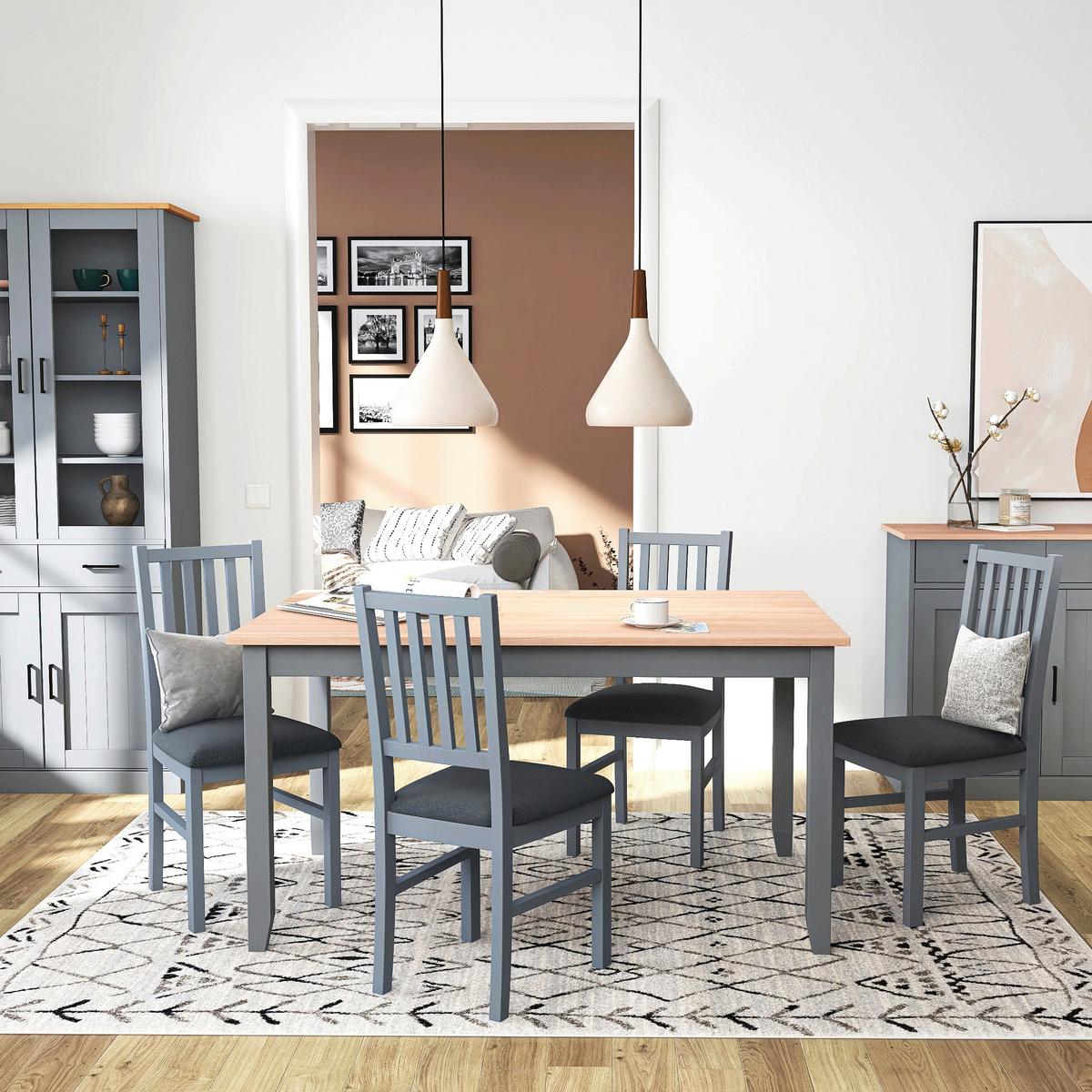 STÓŁ DO JADALNI FORENZO -BASED- - szary/brązowy, Romantik / Landhaus, drewno (140/90/75cm) - Based