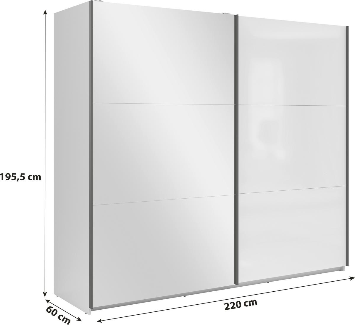 DULAP USI GLISANTE TETRIX - alb/alb lucios intens, Modern, material pe bază de lemn (220/195,5/60cm) - Modern Living