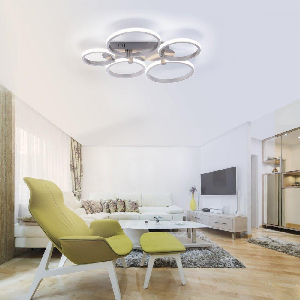 LED-Deckenleuchte in Silber max. 23 Watt - Silberfarben, Design, Metall (66/55/8,5cm)