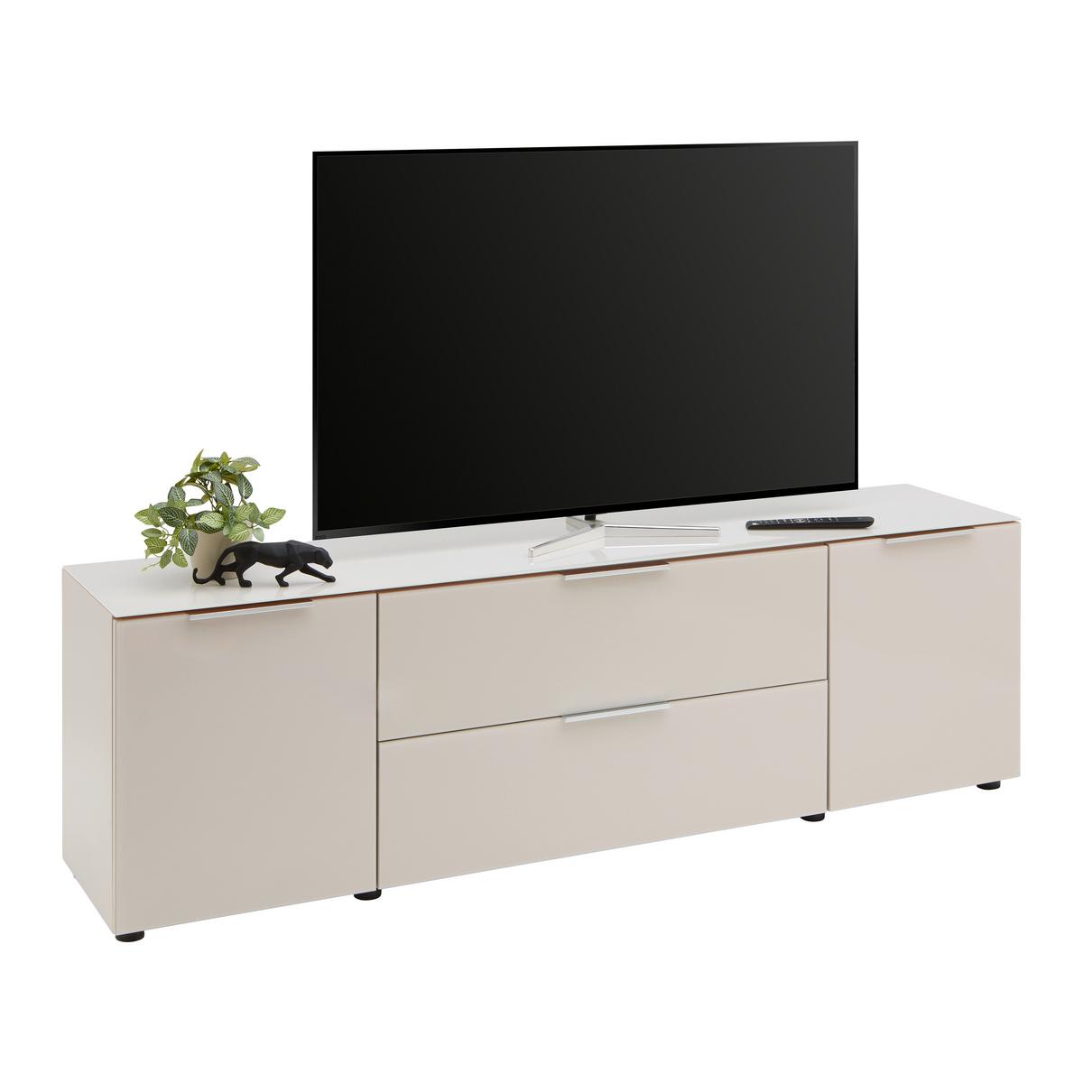 Lowboard Siena Kaschmir - Chromfarben/Kaschmir, Modern, Glas/Holzwerkstoff (180/55/40cm) - Mömax