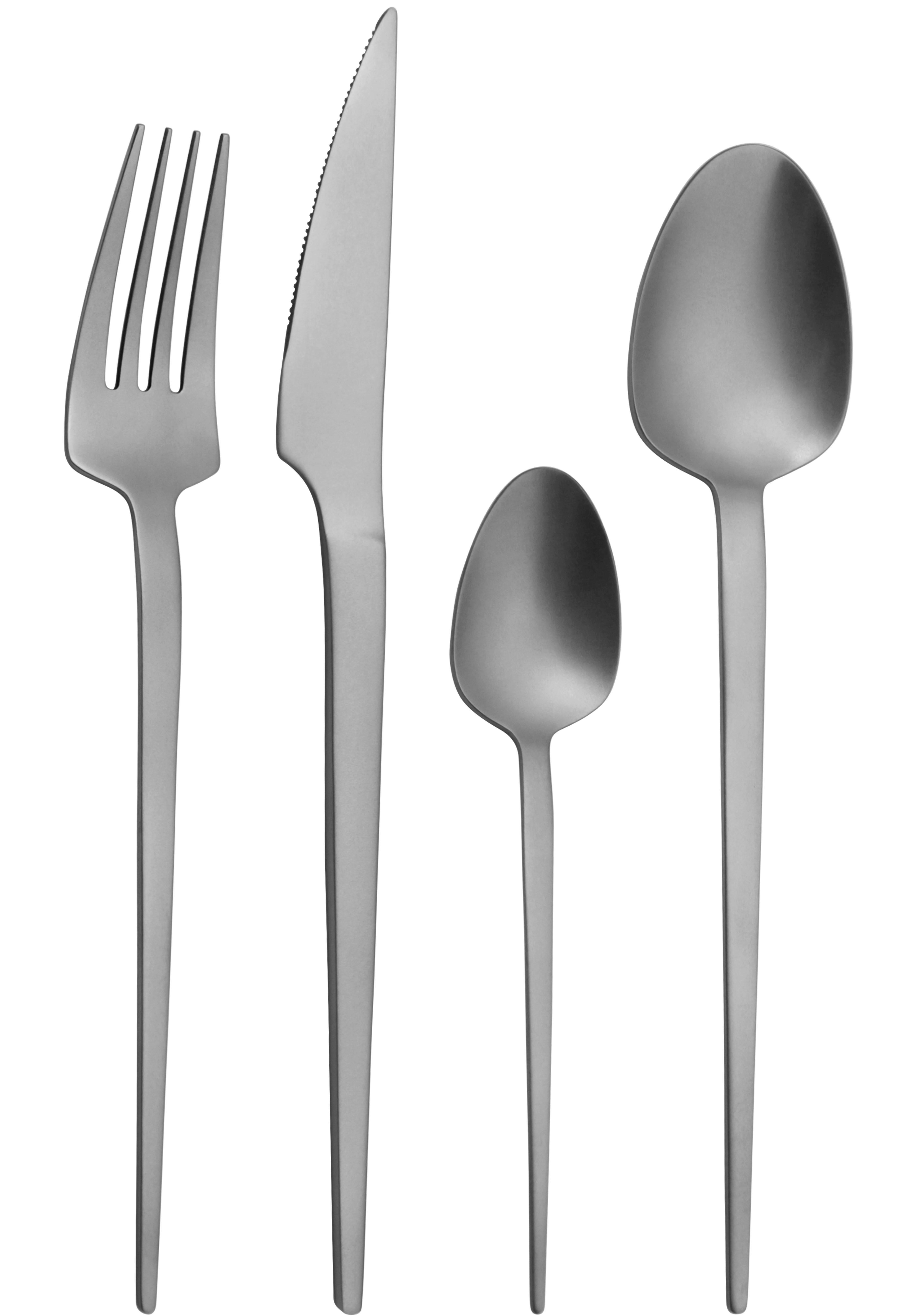 Besteckset Titan Edelstahlfarben 16-teilig - Edelstahlfarben, MODERN, Metall - Modern Living