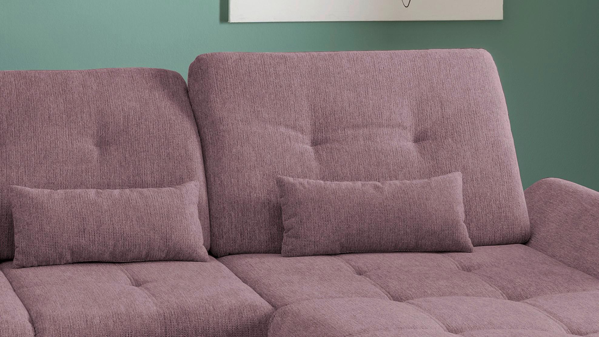 Wohnlandschaft Dalida Brombeere Chenille - Chromfarben/Brombeere, Design, Textil/Metall (254/376/195cm) - Livetastic