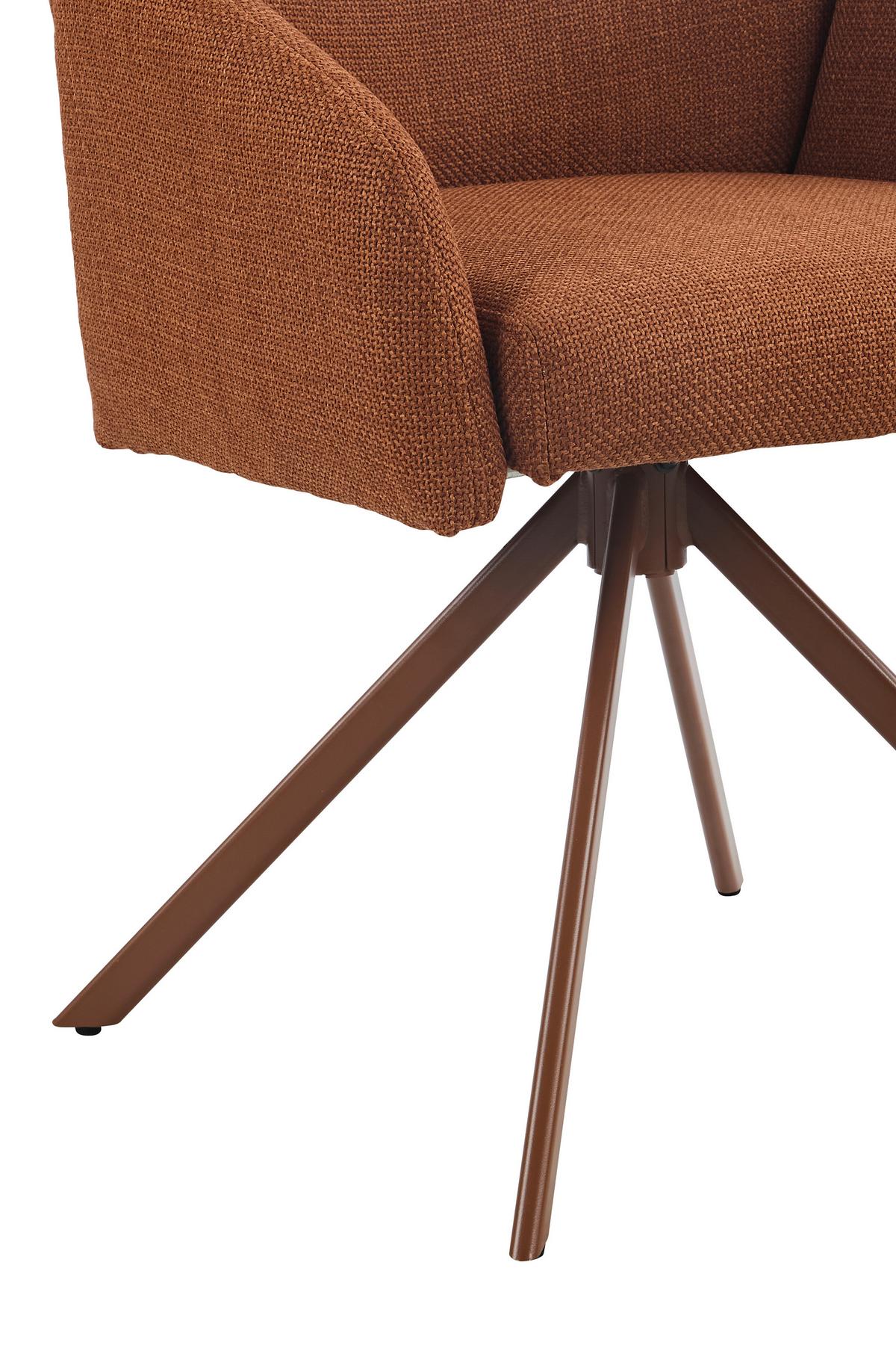 ARMLEHNSTUHL-SET HOLLY S 2ER-SET - Rotbraun, MODERN, Textil/Metall (56,5/84/61cm) - MID.YOU