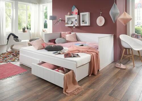 Mladinska Raztegljiva Postelja Timmi, Bela, 90-180x200 - bela, Moderno, leseni material (90/200cm) - MID.YOU