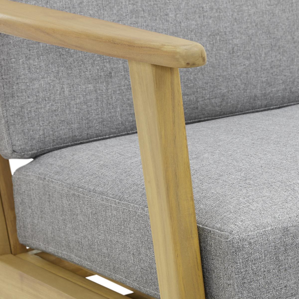 Garnitură grădină Sabi - gri deschis/culoare lemn acacia, Modern, lemn/textil - Zandiara