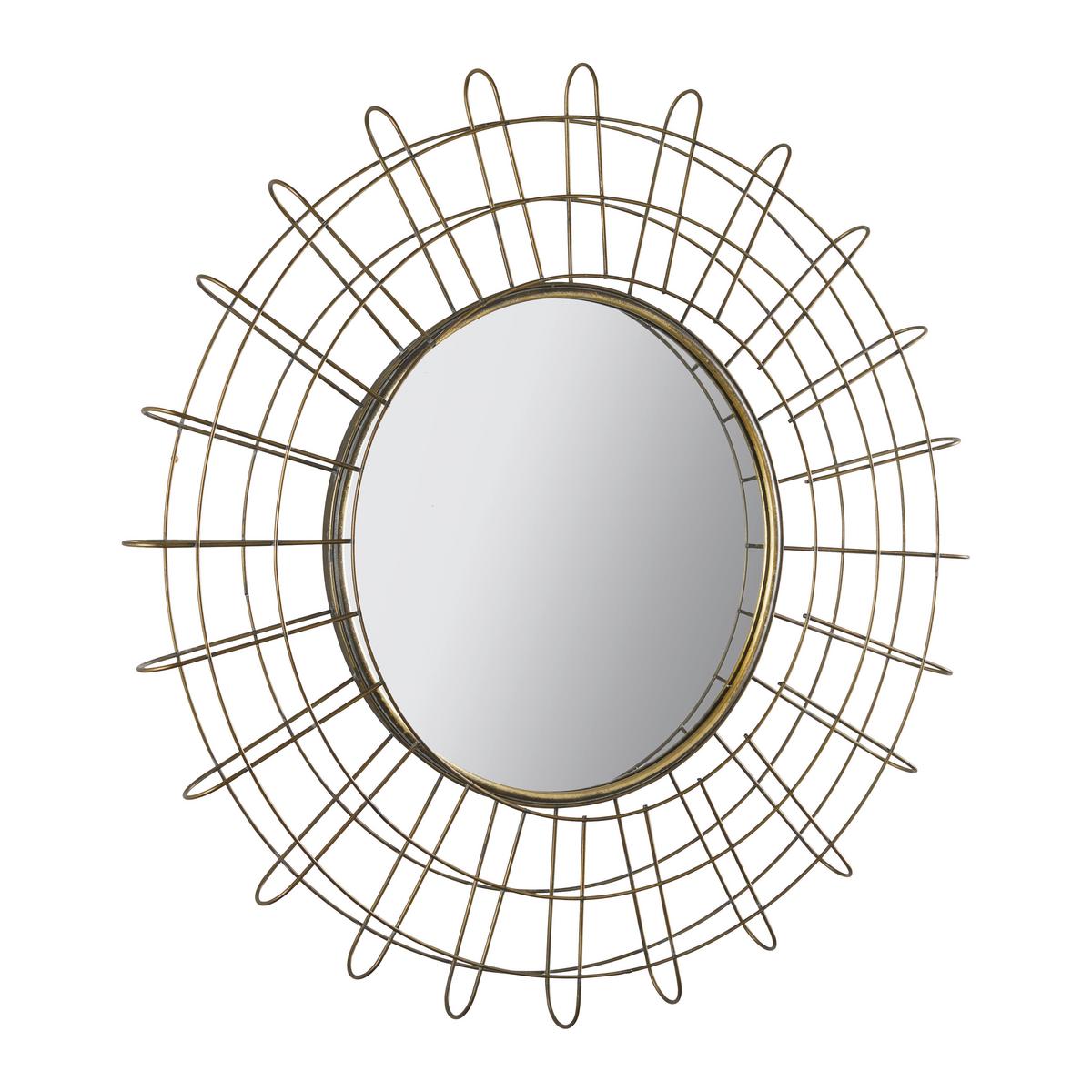 Spiegel "Miranda" Ø ca.76cm, messing - Messingfarben/Silberfarben, MODERN, Glas/Holzwerkstoff (76cm) - Bessagi Home