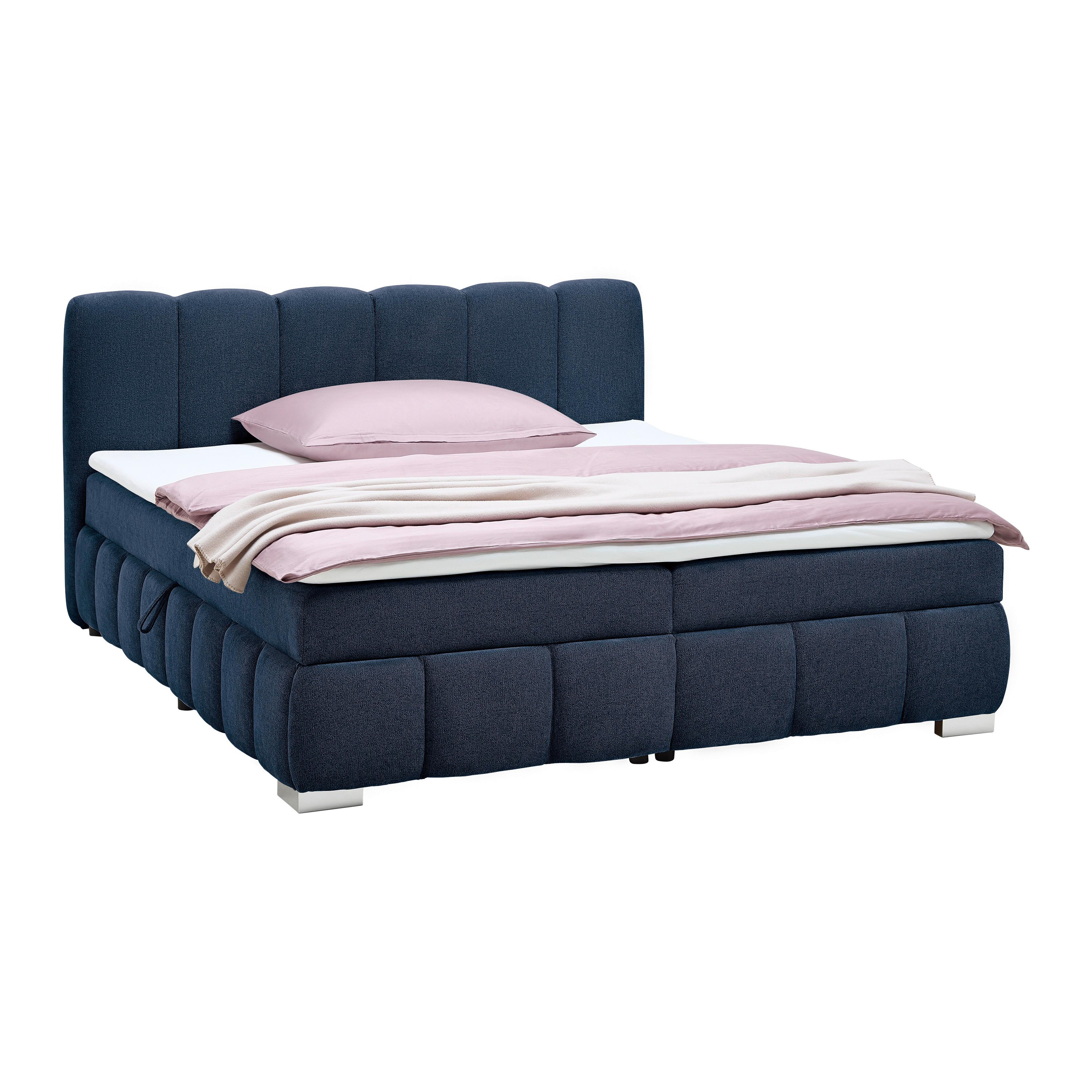 Boxbett Elaris Blau ca. 160x200cm - Blau/Chromfarben, KONVENTIONELL, Kunststoff/Textil (160/200cm) - Mömax