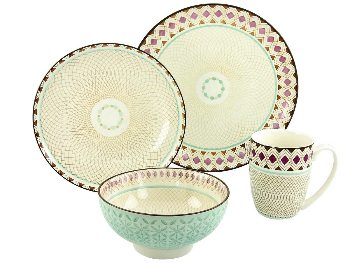 Kombinirani Servis Mandala Bunt, 16-Delni - večbarvno, Basics, keramika - Creatable