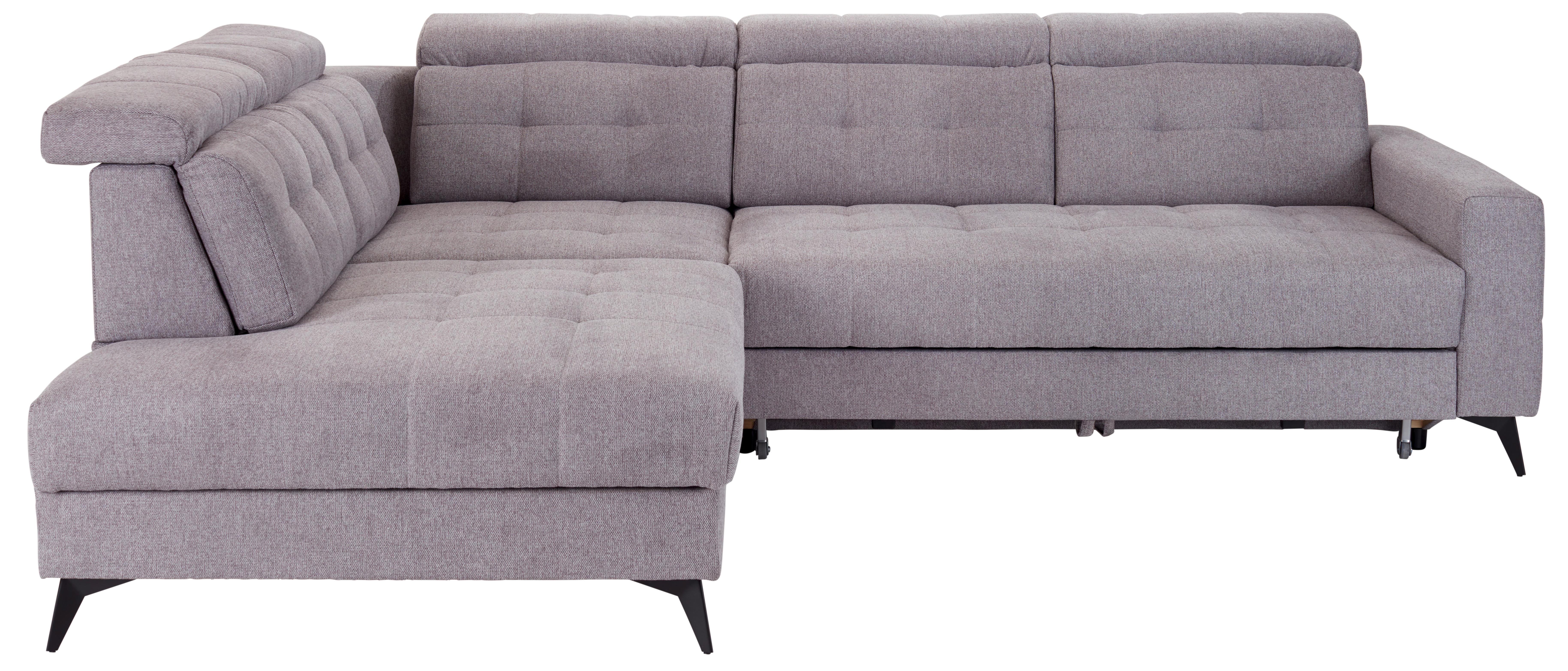 Sedežna Garnitura Barletta, Siva, Ležišče, Predal - siva/črna, Moderno, kovina/tekstil (228/289cm) - Premium Living
