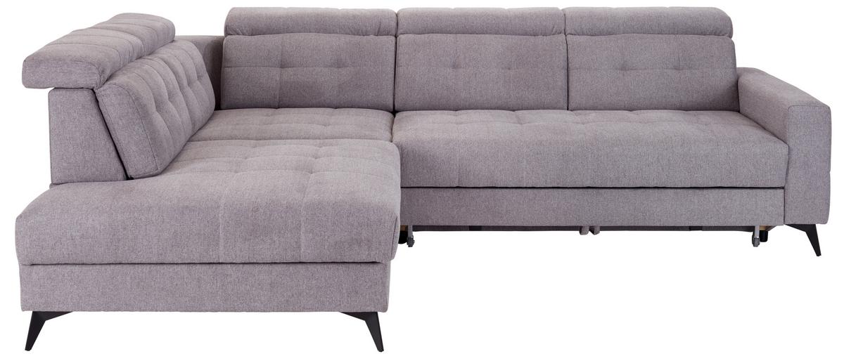 Sedežna Garnitura Barletta, Siva, Ležišče, Predal - siva/črna, Moderno, kovina/tekstil (228/289cm) - Premium Living