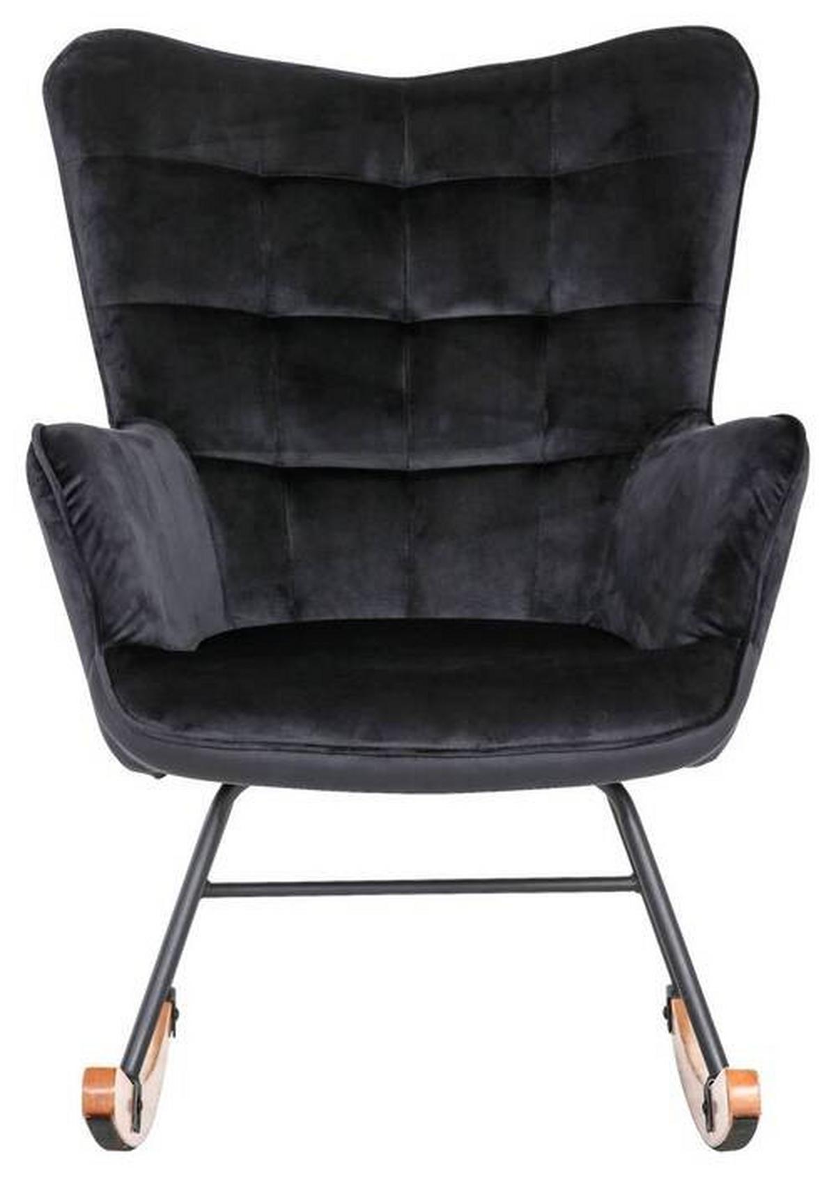 Schaukelsessel Richie Schwarz, Samt - Buchefarben/Schwarz, MODERN, Holz/Textil (72/92/92cm) - MID.YOU