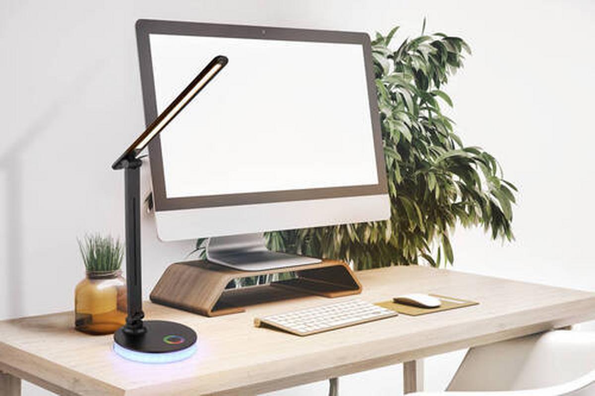 LED-Schreibtischleuchte Geraldo Schwarz max. 5 Watt - Opal/Schwarz, Design, Kunststoff (28/15/50cm) - Globo