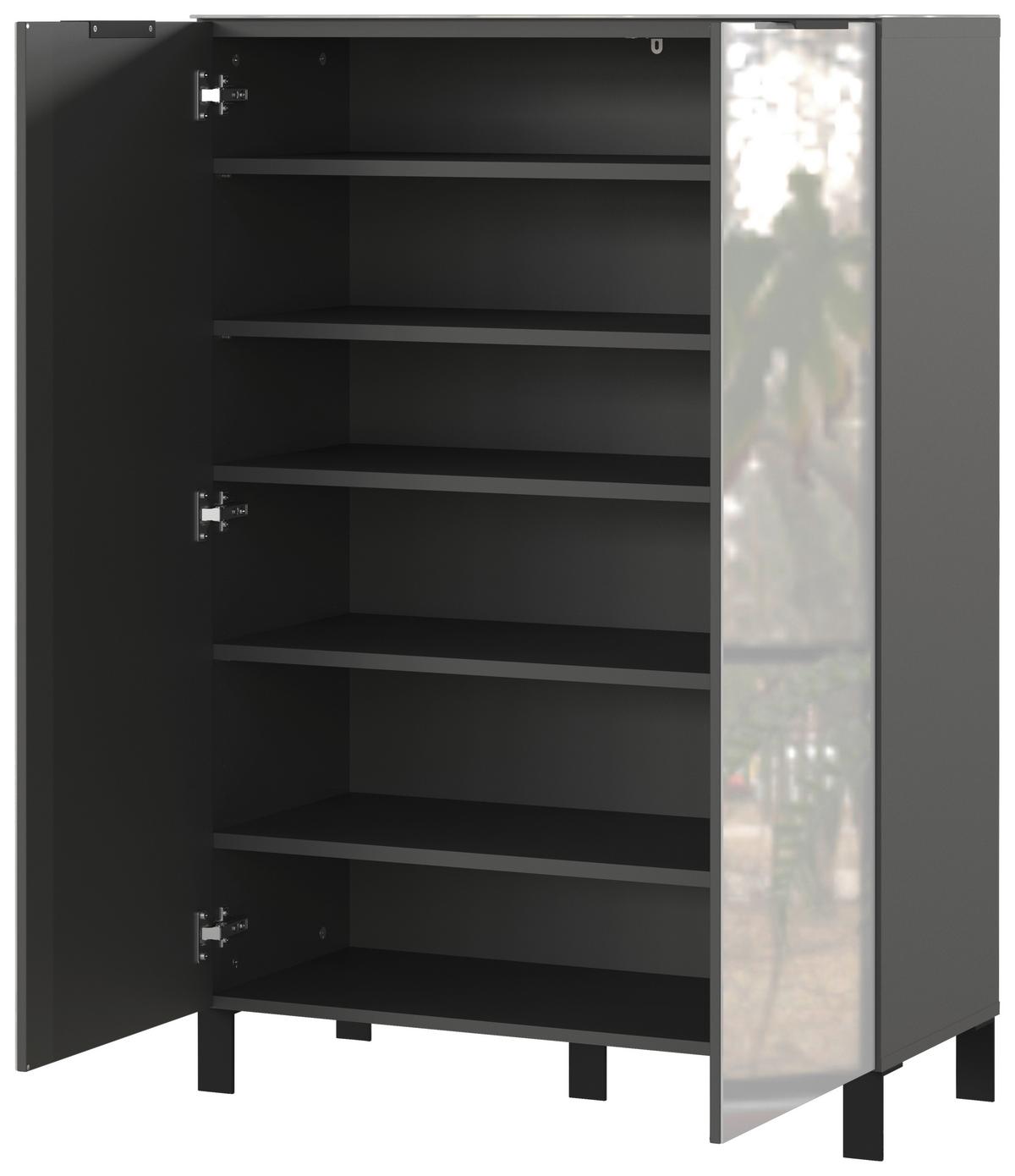 Schuhschrank Ceduna in Graphitfarben/Grau. - Graphitfarben/Schwarz, MODERN, Glas/Holzwerkstoff (87/125/40cm) - Premium Living
