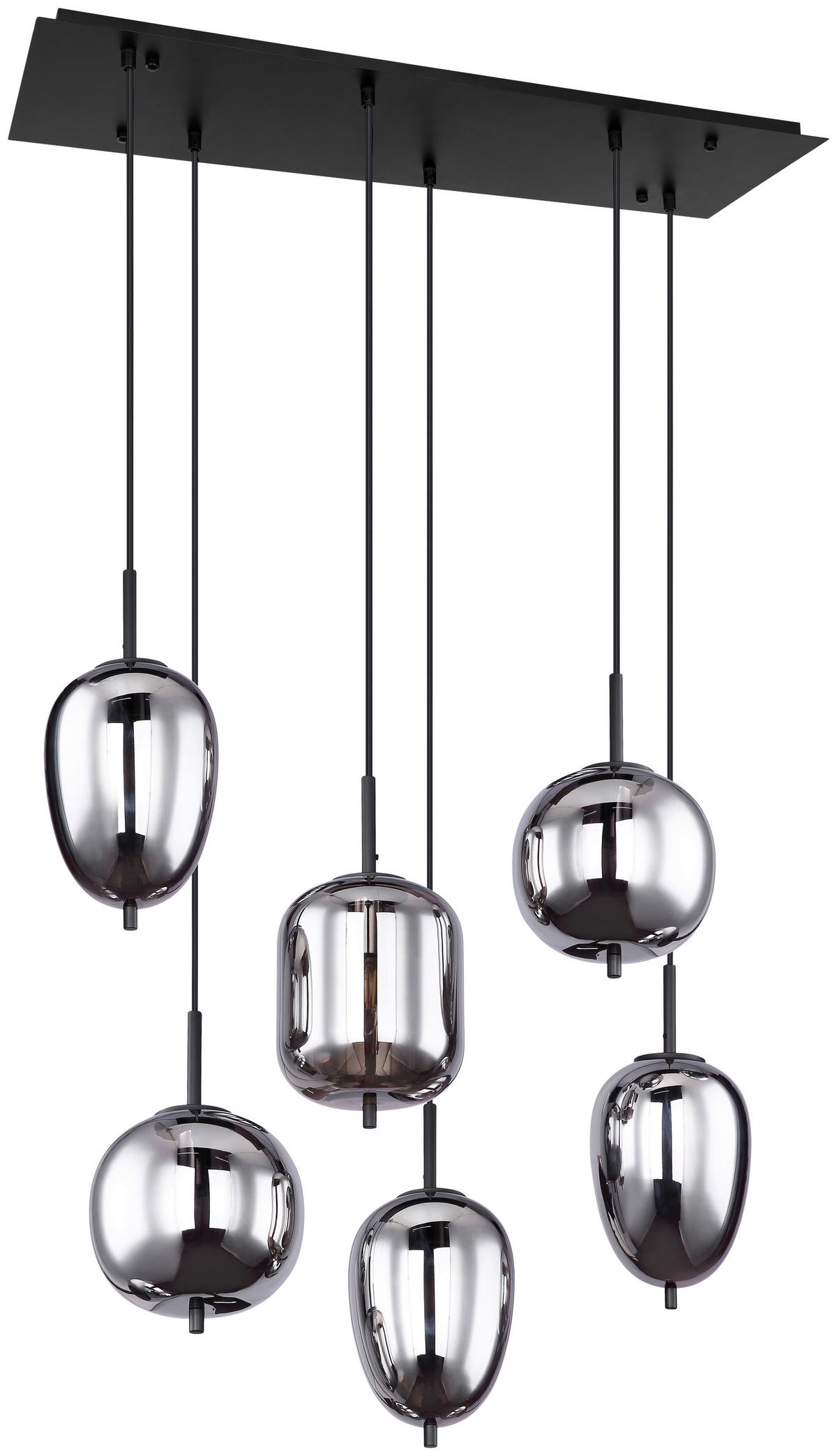 Hängeleuchte Jeanette max. 40 Watt - Schwarz, Modern, Glas/Metall (80/34/120cm) - Premium Living