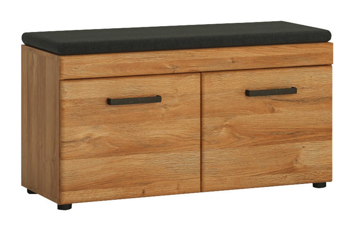 Klupa Za Predsoblje Cortina - boje hrasta/crna, Trend, drvni materijal/metal (92,8/47/38cm) - Modern Living