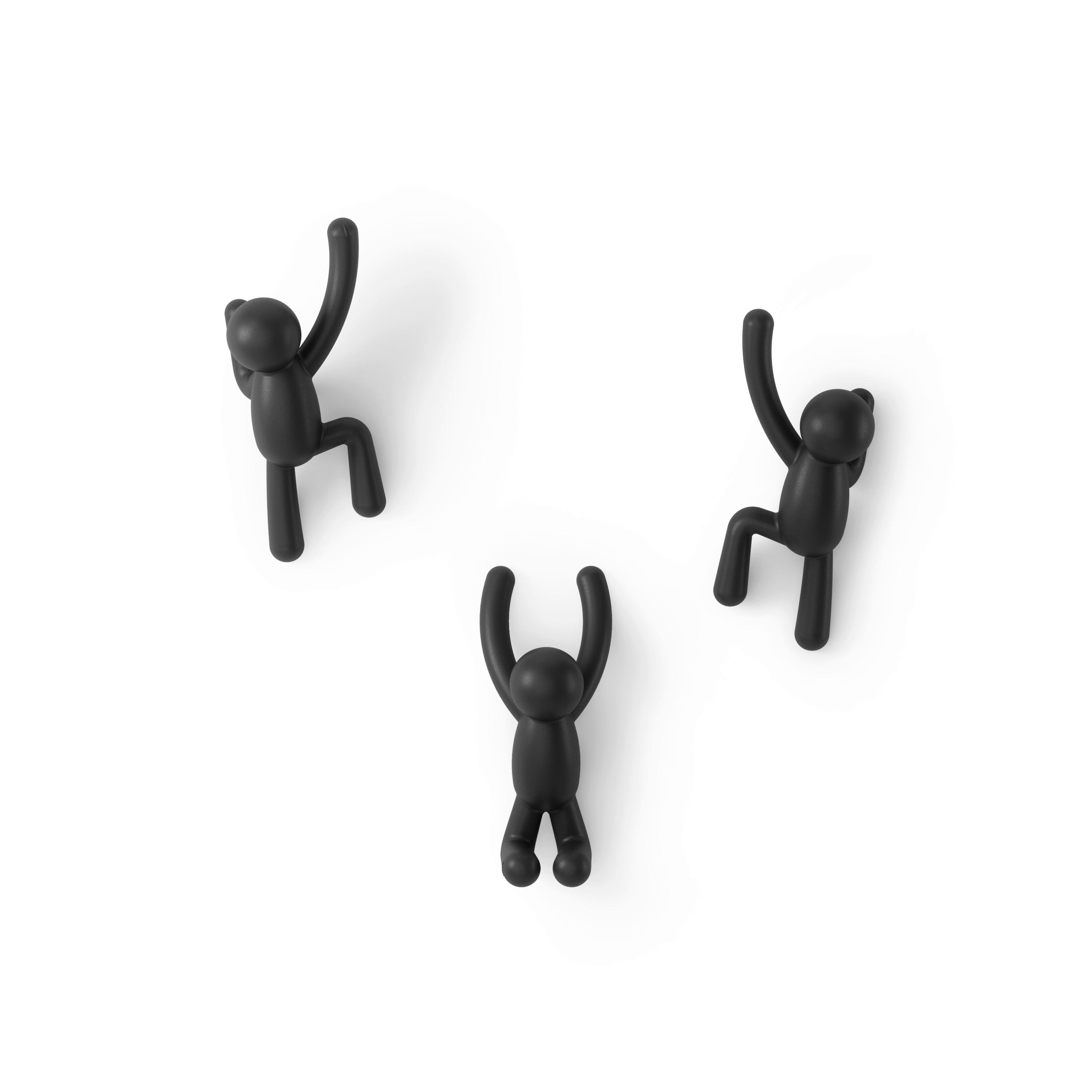 Kleiderhaken Männchen Schwarz, 3er Set - Schwarz, MODERN, Kunststoff (7/18/8cm) - Mömax