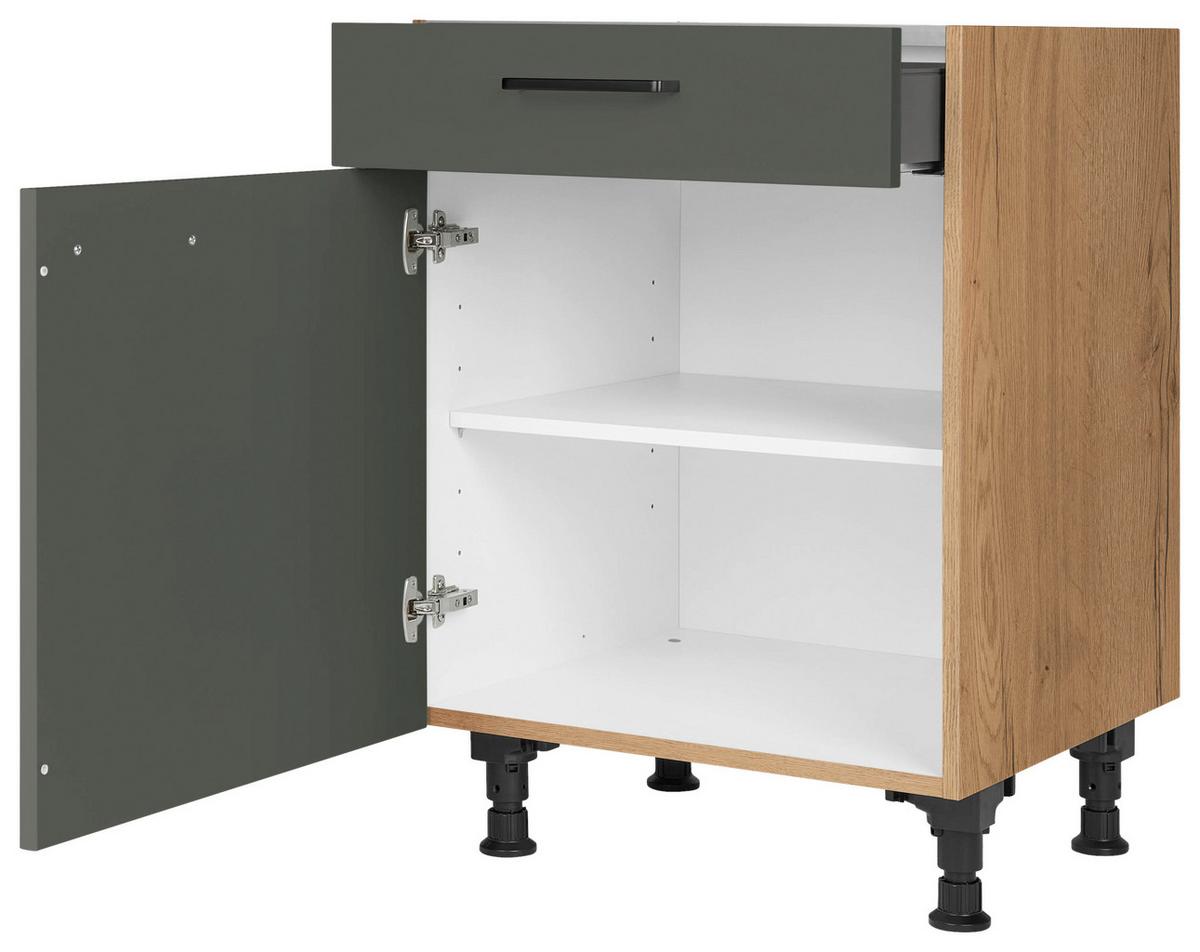 Schubkastenunterschrank Easytouch Grün - Eichefarben/Schwarz, MODERN, Holzwerkstoff/Metall (60/87/56cm) - Nobilia